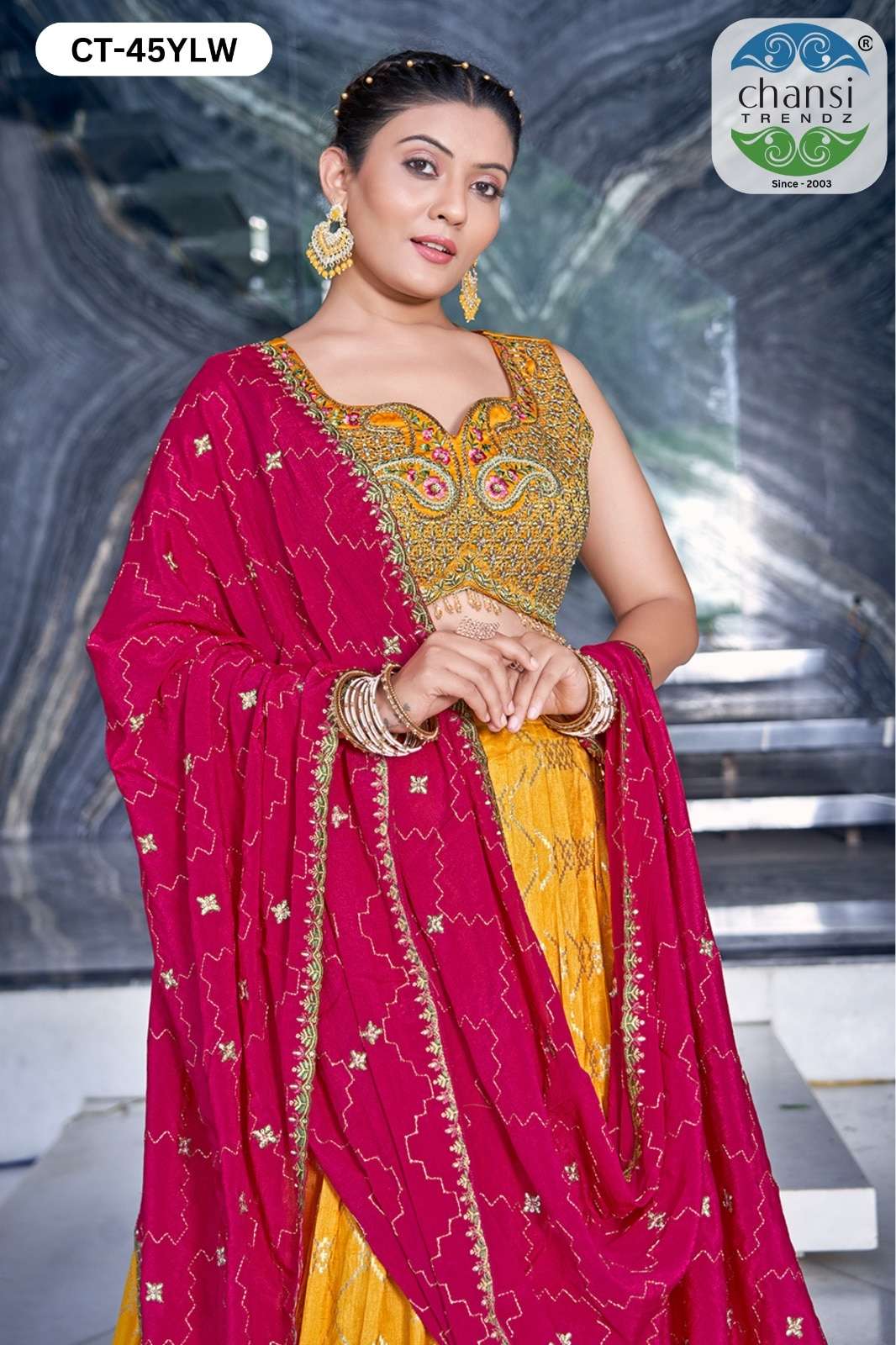 CHANSI TRENDZ 45 SERIES PURE VISCOSE JACQUARD EMBROIDERY LEHENGAS-00303