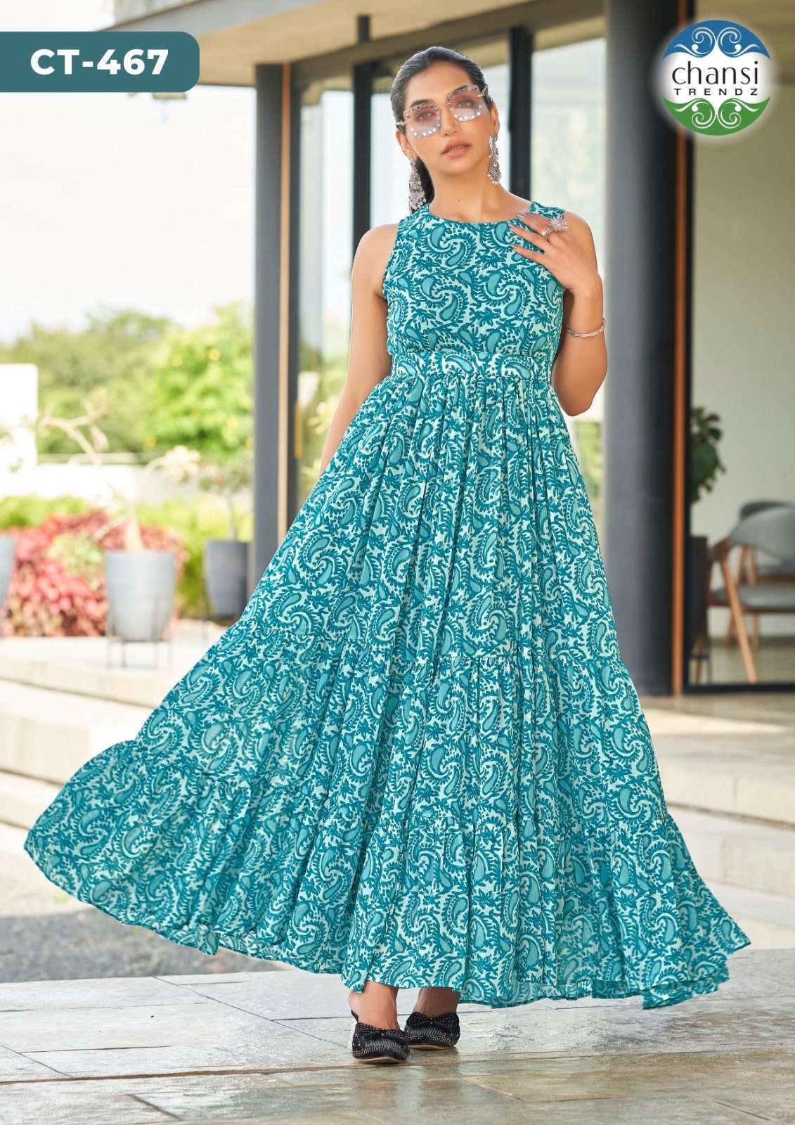 CHANSI TRENDZ PADMAMALINI PURE GEORGETTE PRINTED GOWN-00303