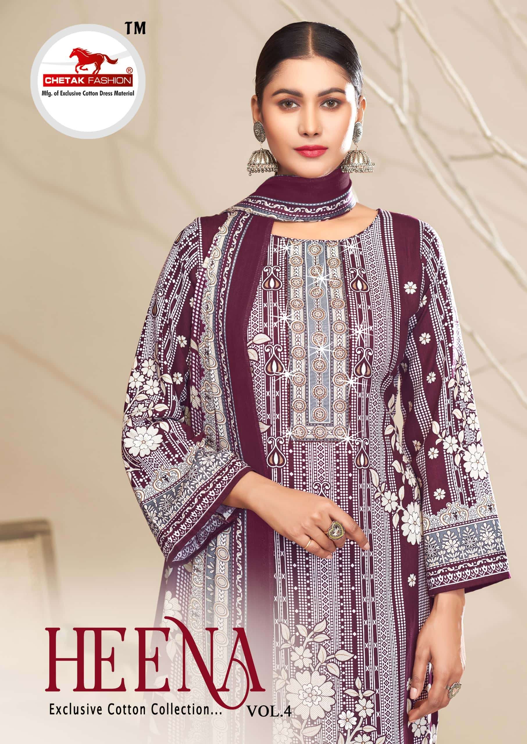 CHETAK FASHION HEENA VOL-04 4001  TO 4008 SERIES PURE RAYON PRINTED PAKISTANI DRESSES-00201