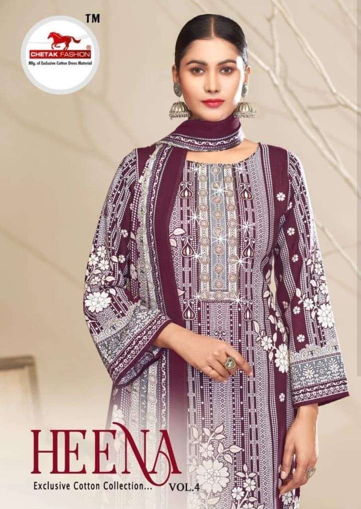 CHETAK FASHION HEENA VOL-4 4001 TO 4008 SERIES PURE RAYON PRINTED PAKISTANI DRESSES-00201