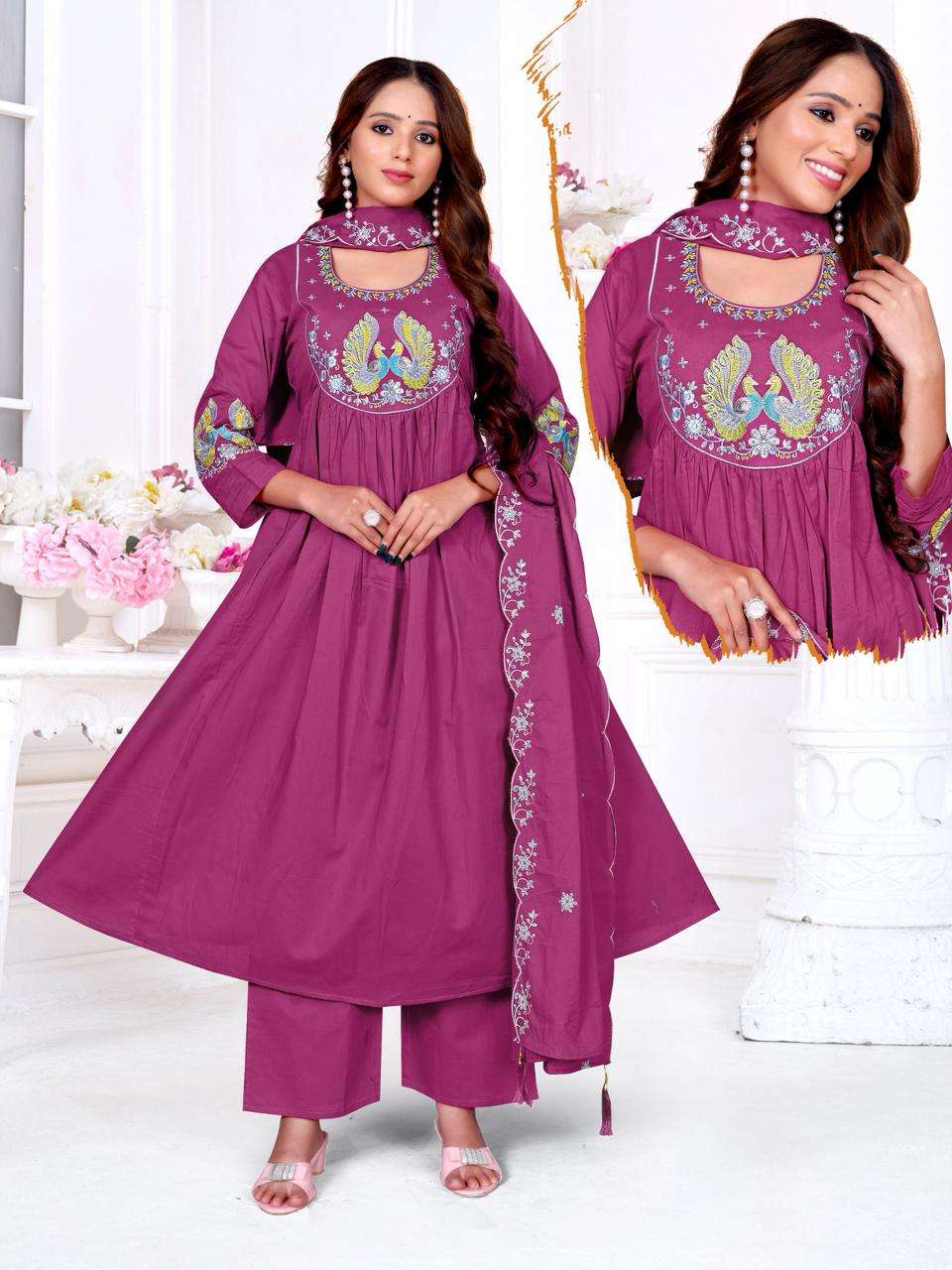 D-5124 BY ASLIWHOLESALE DESIGNER PURE COTTON EMBROIDERY DRESSES-00014