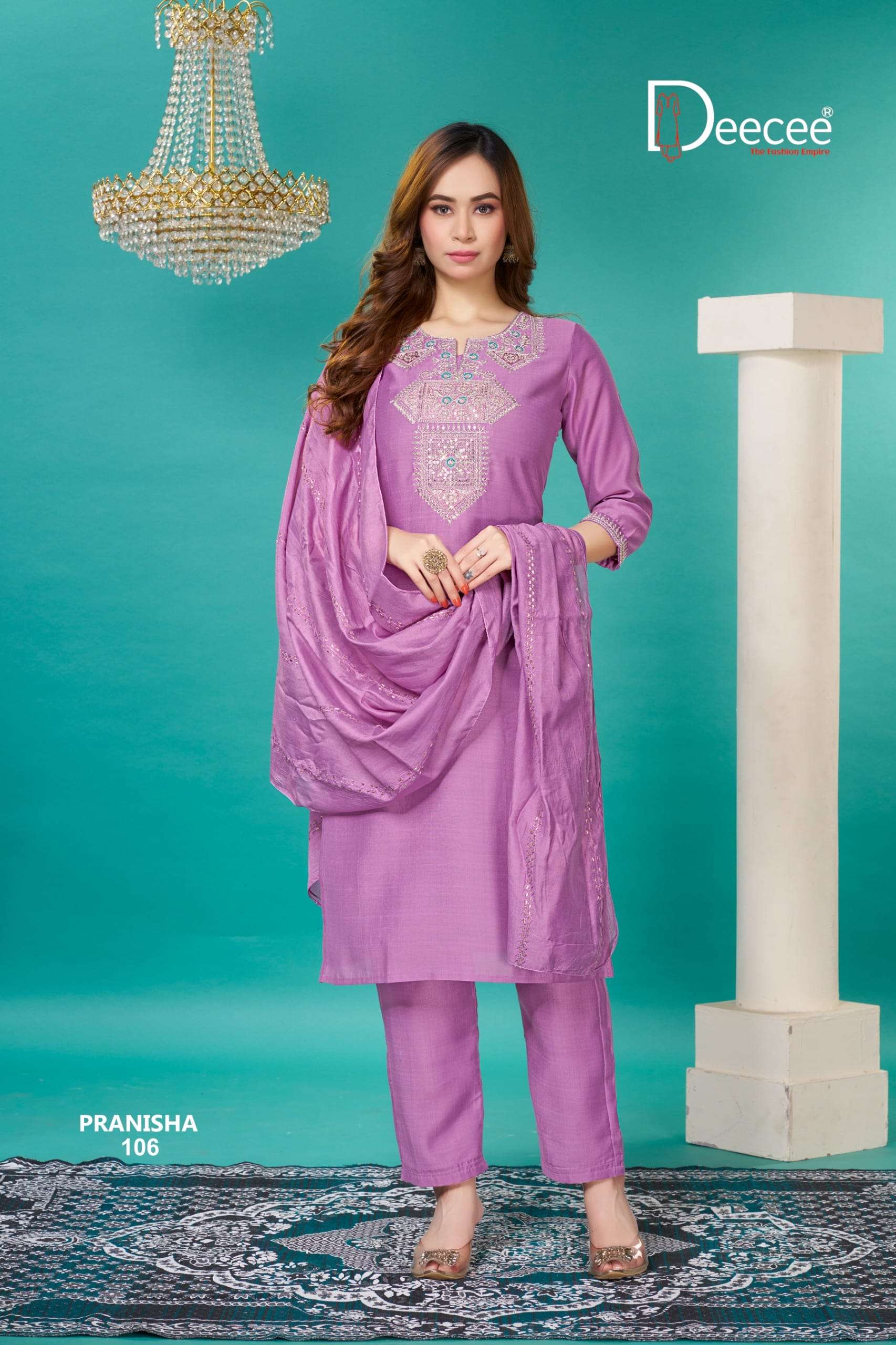 DEE CEE PRANISHA 01 TO 06 SERIES PURE VERTICAN EMBROIDERY DRESSES-00093