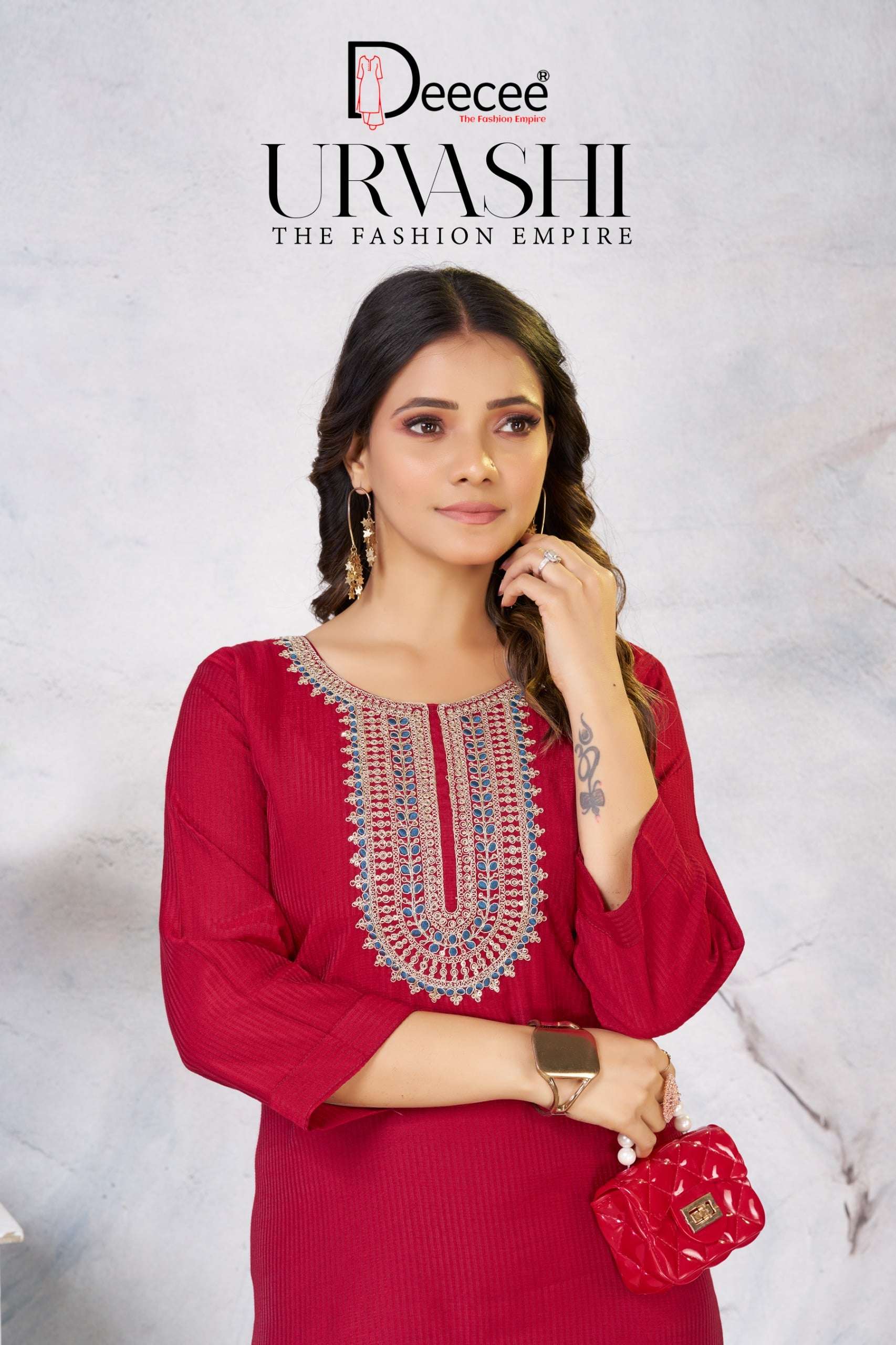 DEE CEE URVASHI 01 TO 06 SERIES PURE BARLIN EMBROIDERY KURTIS-00093