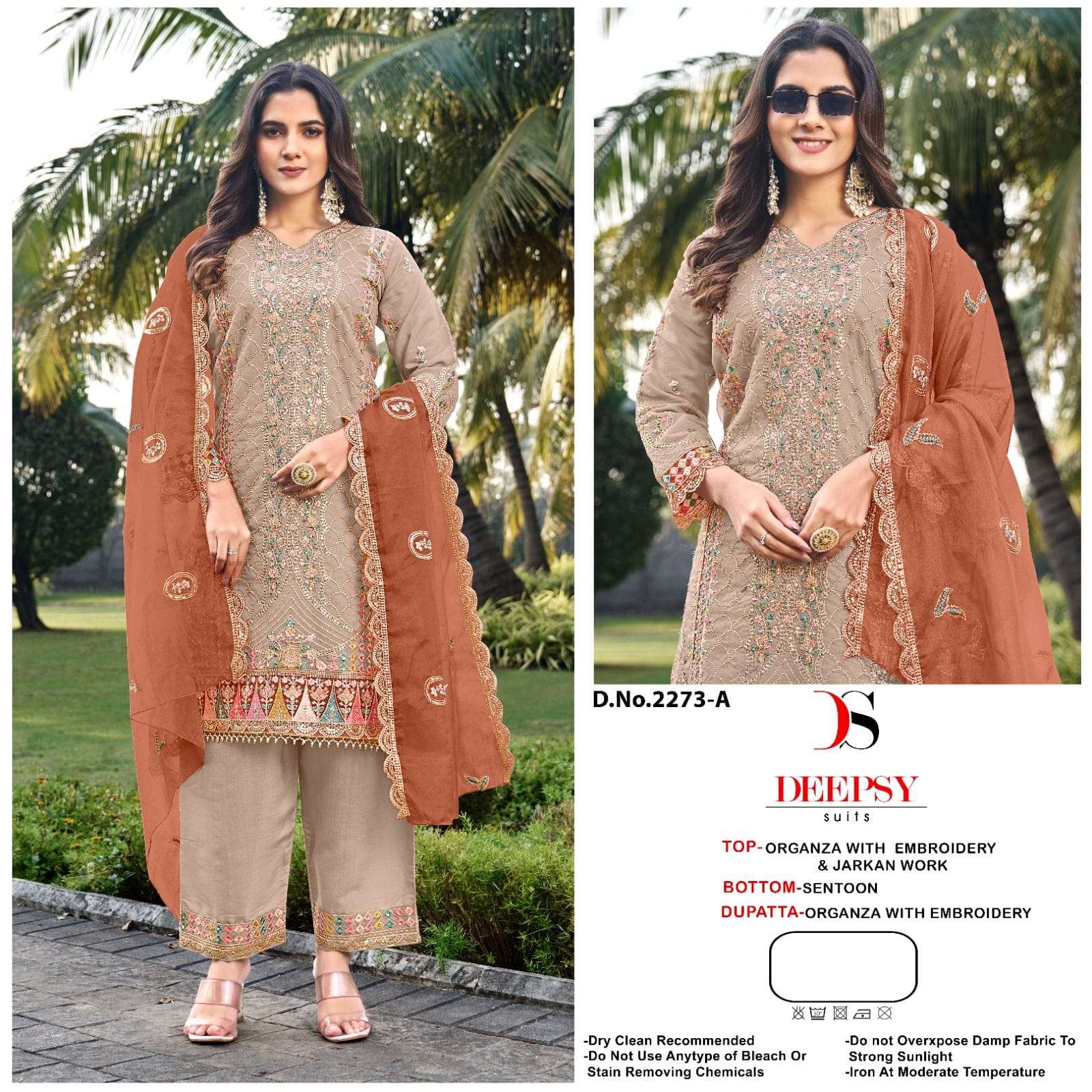 DEEPSY SUIT D-2273 A TO D SERIES PURE ORGANZA EMBROIDERY PAKISTANI DRESSES-00201