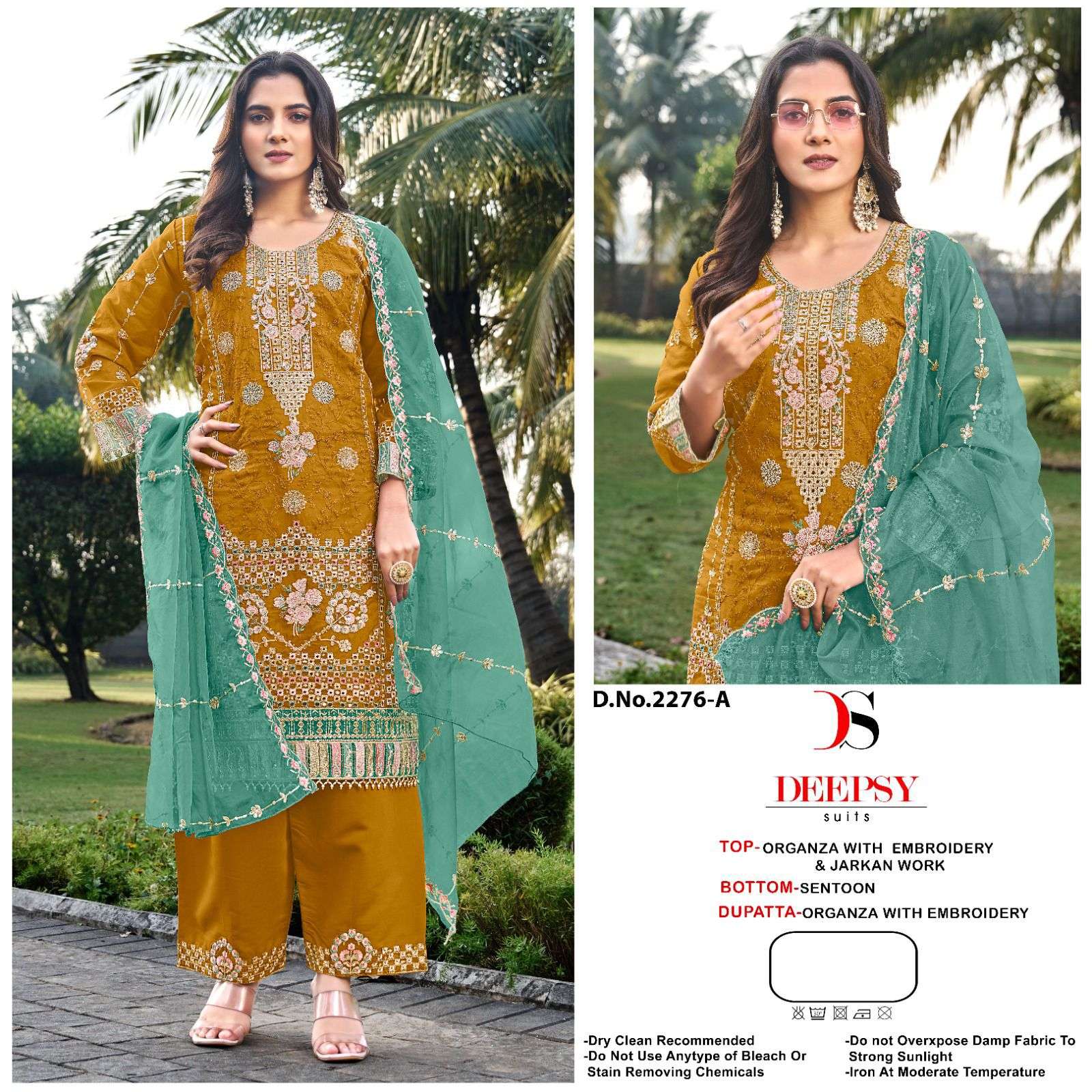 DEEPSY SUIT D-2276 A TO D SERIES PURE ORGANZA EMBROIDERY PAKISTANI DRESSES-00201