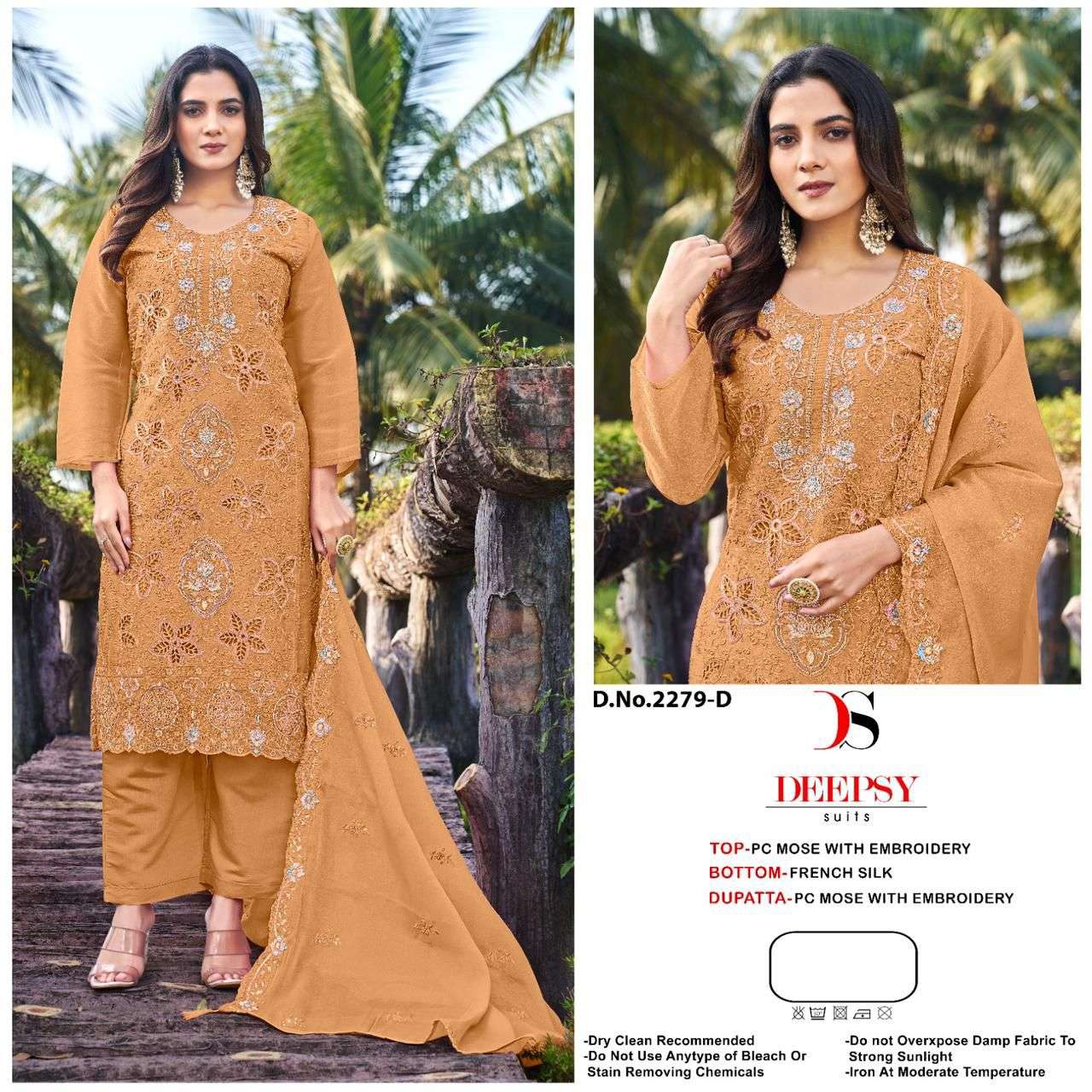 DEEPSY SUIT D-2279 A TO D SERIES PURE SILK EMBROIDERY PAKISTANI DRESSES-00201