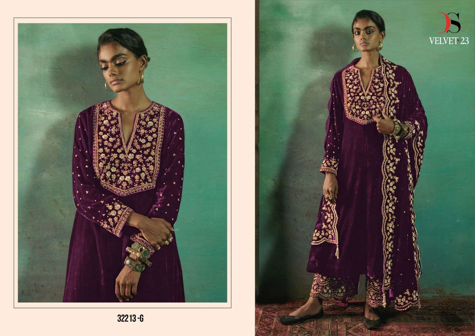 DEEPSY SUIT D-32213 SERIES PURE VELVET EMBROIDERY PAKISTANI DRESS-00201