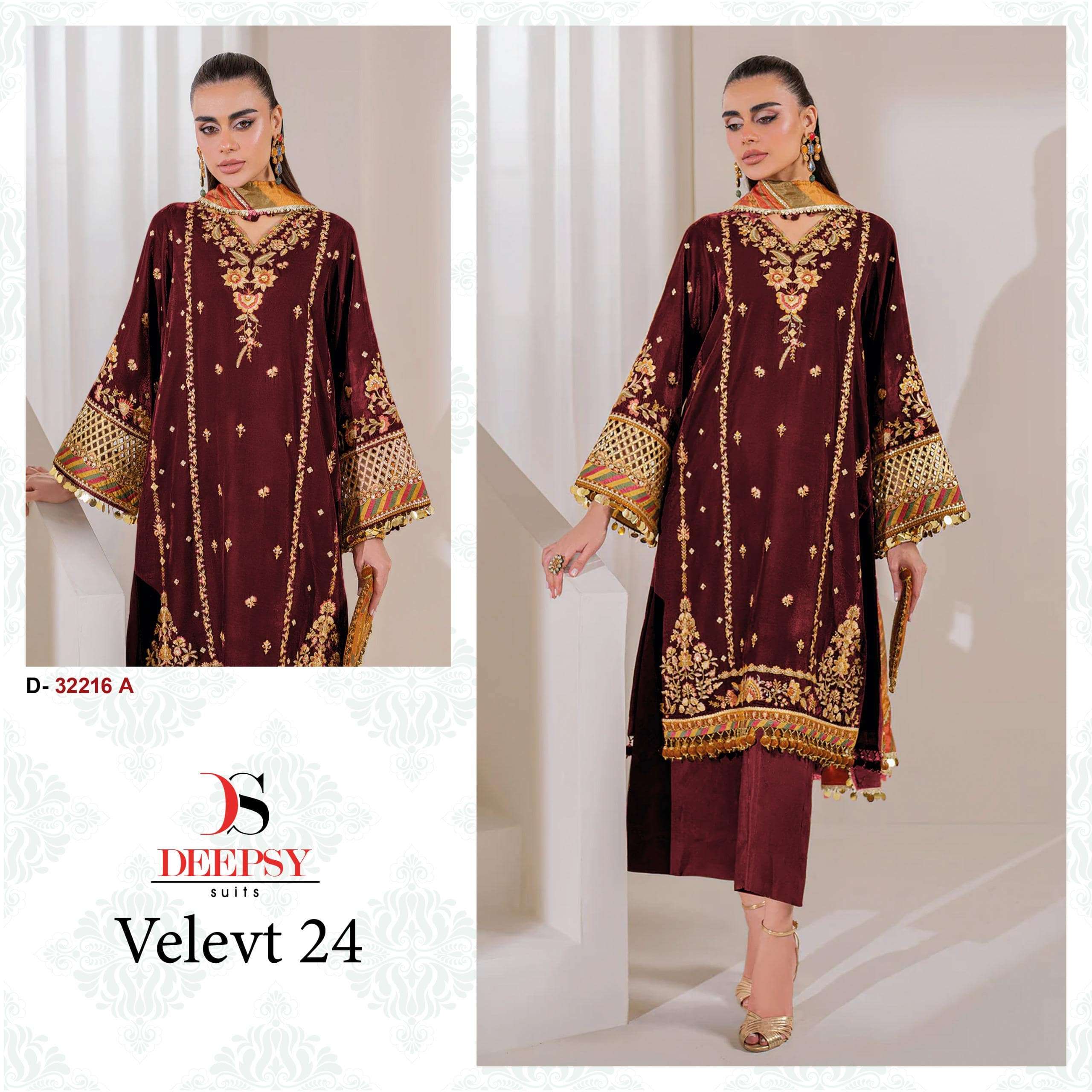 DEEPSY SUIT D-32216 PURE VELVET EMBROIDERY PAKISTANI DRESSES-00201