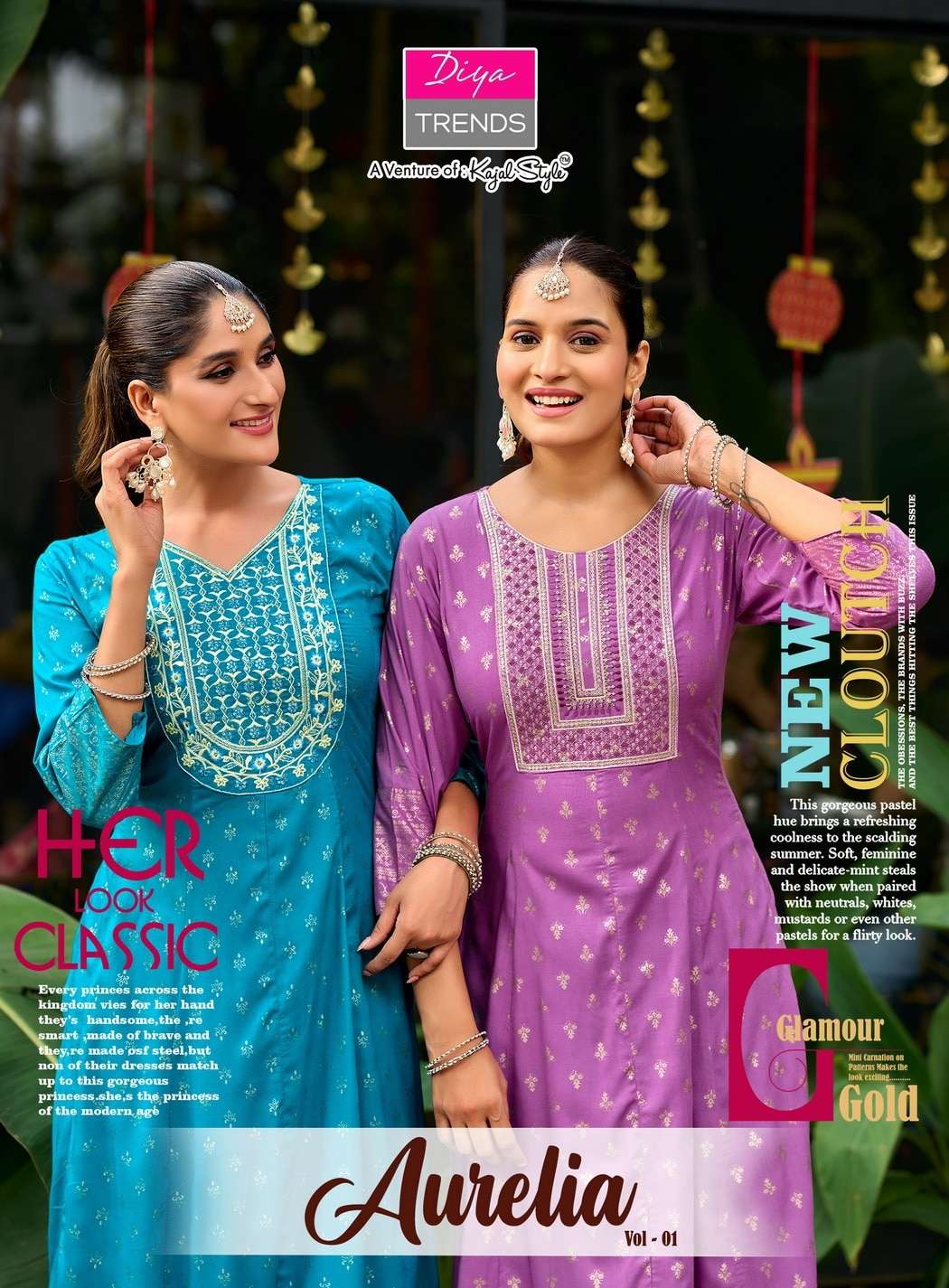 DIYA TRENDZ AURELIA VOL-01 1001 TO 1010 SERIES PURE RAYON EMBROIDERY PRINTED KURTIS-00014