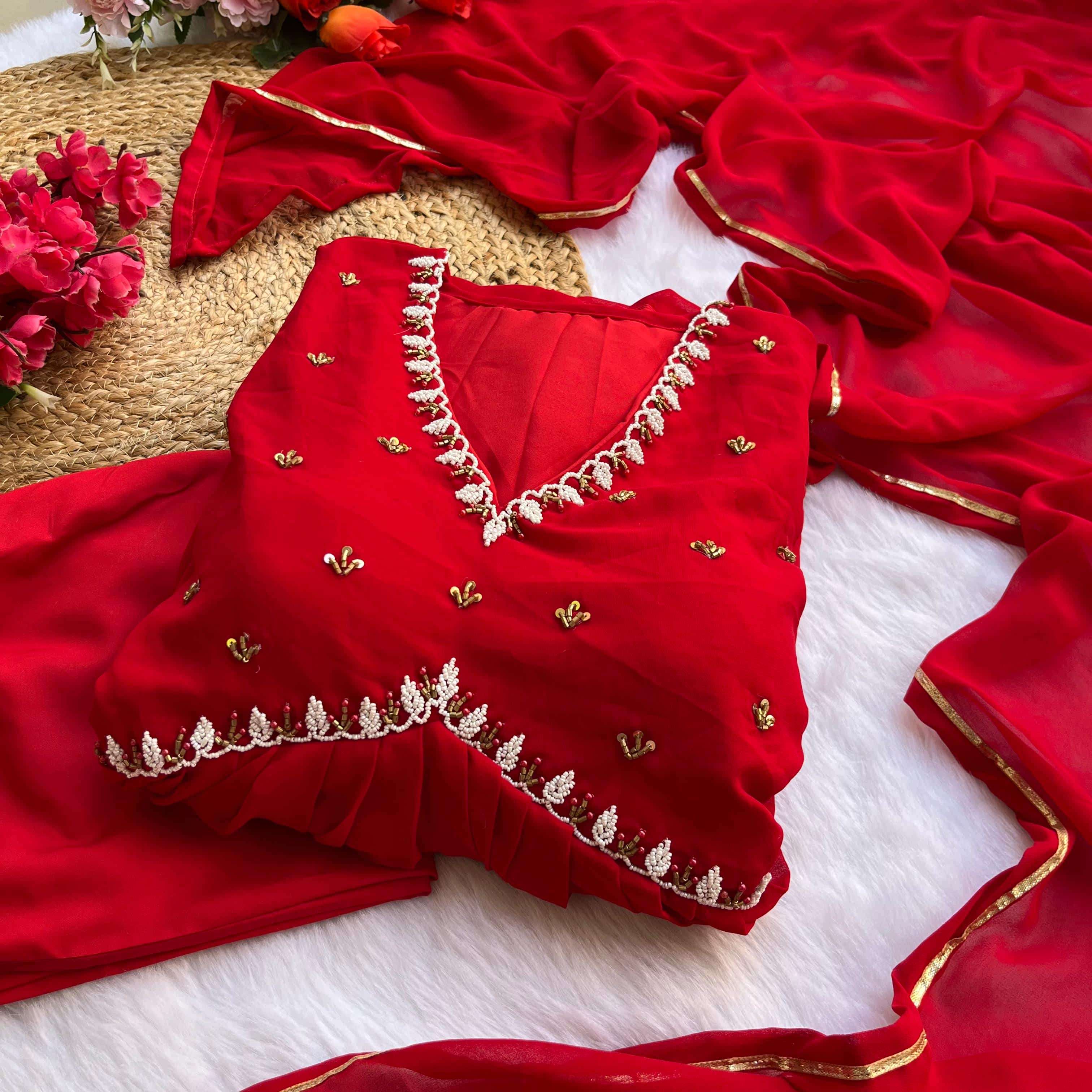 DN-317 BY ASLIWHOLESALE DESIGNER PURE FAUX GEORGETTE EMBROIDERY DRESSES-00232