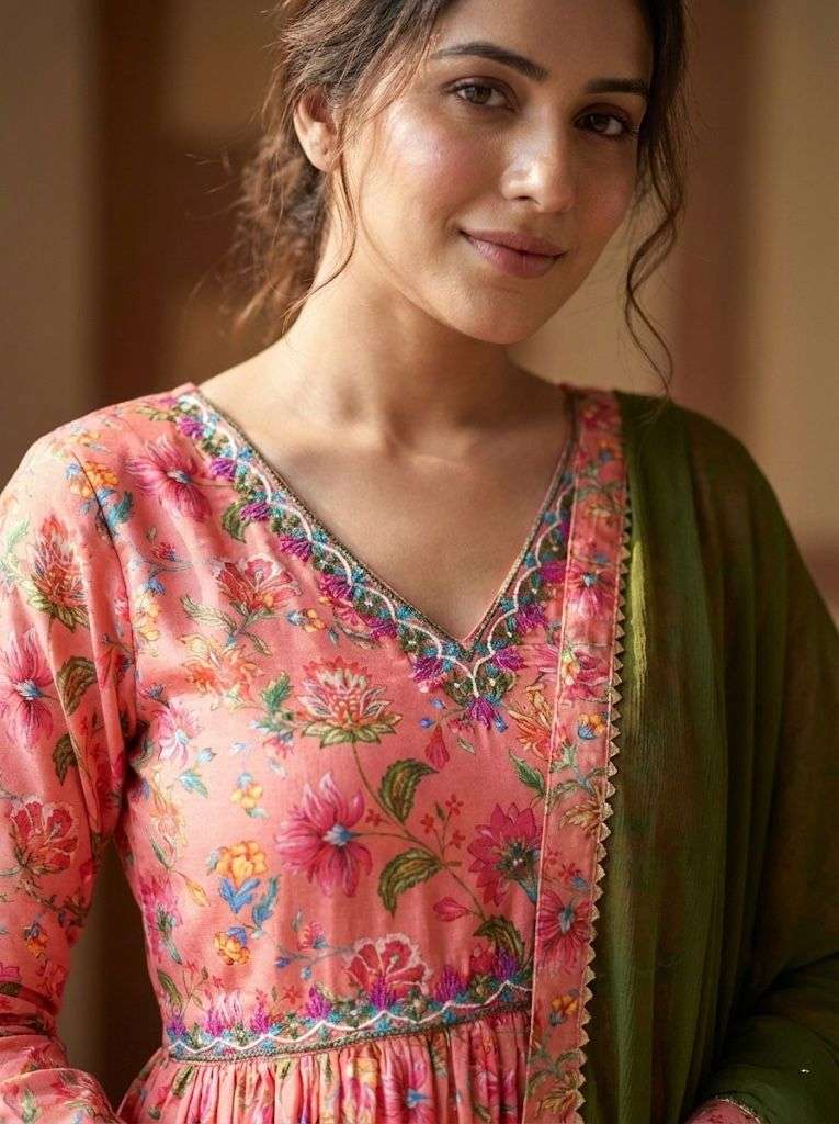 DN-528 BY ASLIWHOLESALE DESIGNER PURE CHINON EMBROIDERY DRESSES-00232