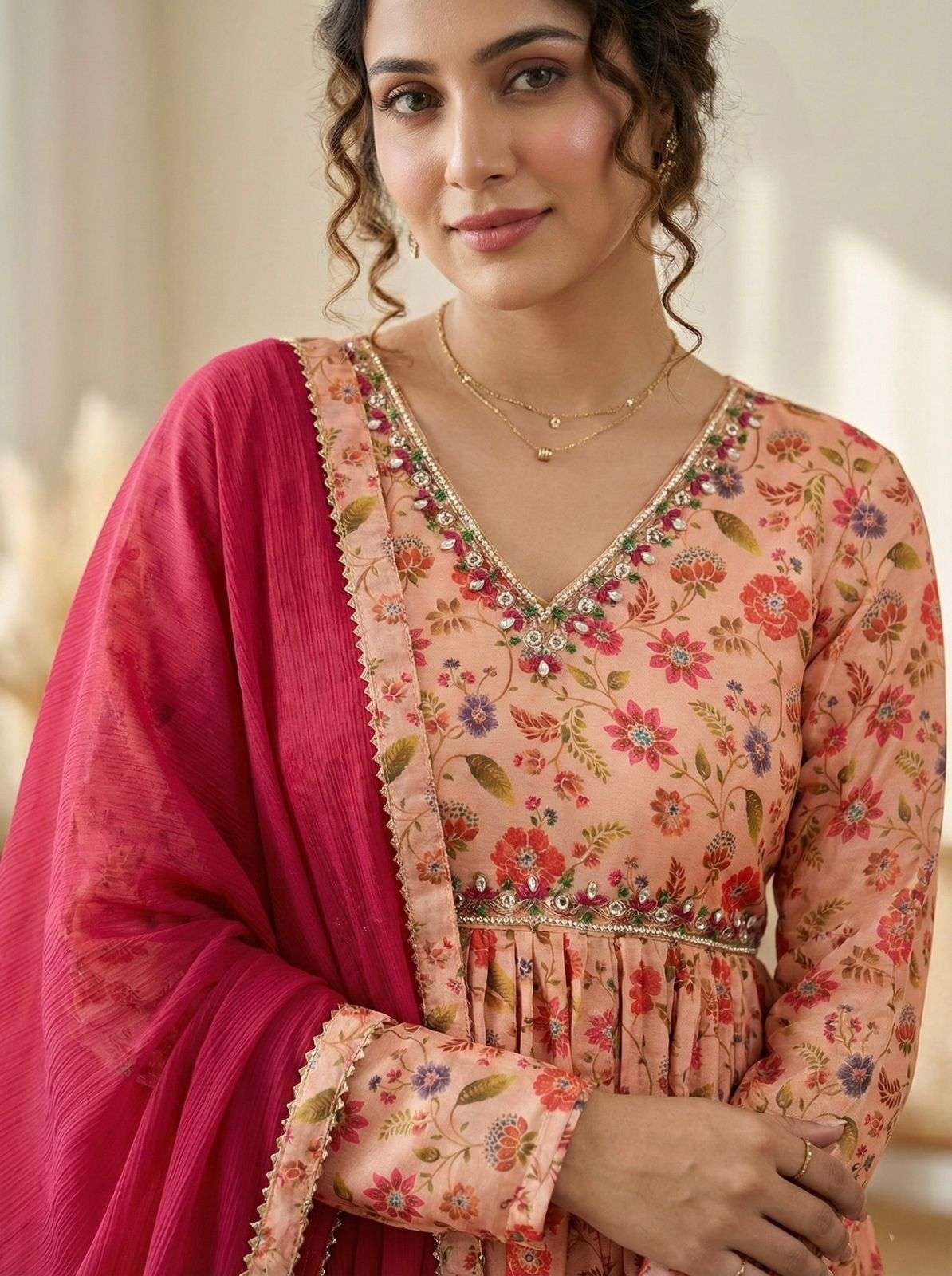 DN-530 BY ASLIWHOLESALE DESIGNER PURE CHINON EMBROIDERY DRESSES-00232