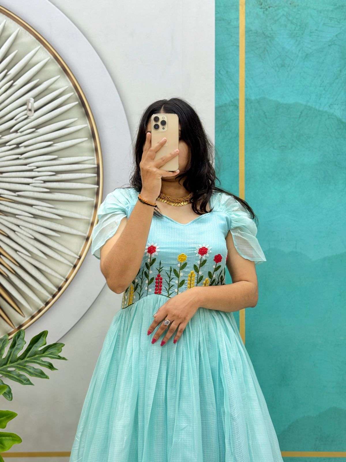 DS12 HIT DESIGN BY ASLIWHOLESALE DESIGNER PURE KOTA CHECKS PRINTED GOWN-00291