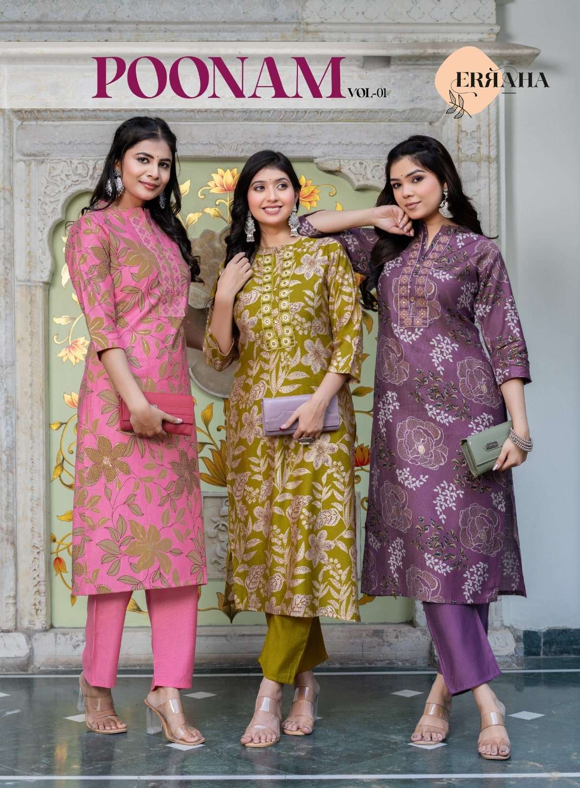 ERRAHA POONAM VOL-1 7301 TO 7308 SERIES PURE VERTICAN SILK PRINTED KURTIS-00015