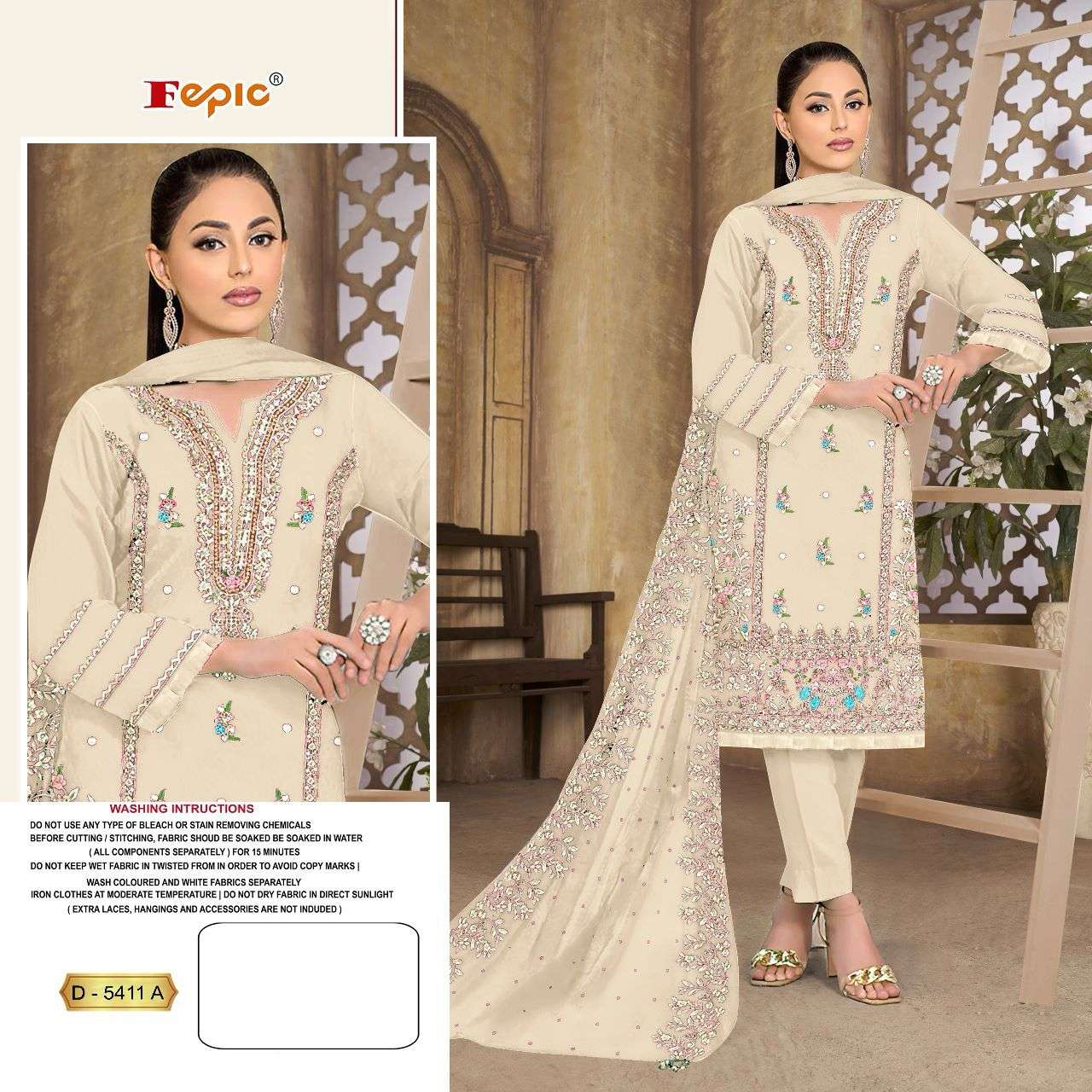 FEPIC ROSEMEEN D-5411 PURE ORGANZA EMBROIDERY PAKISTANI DRESS-00201