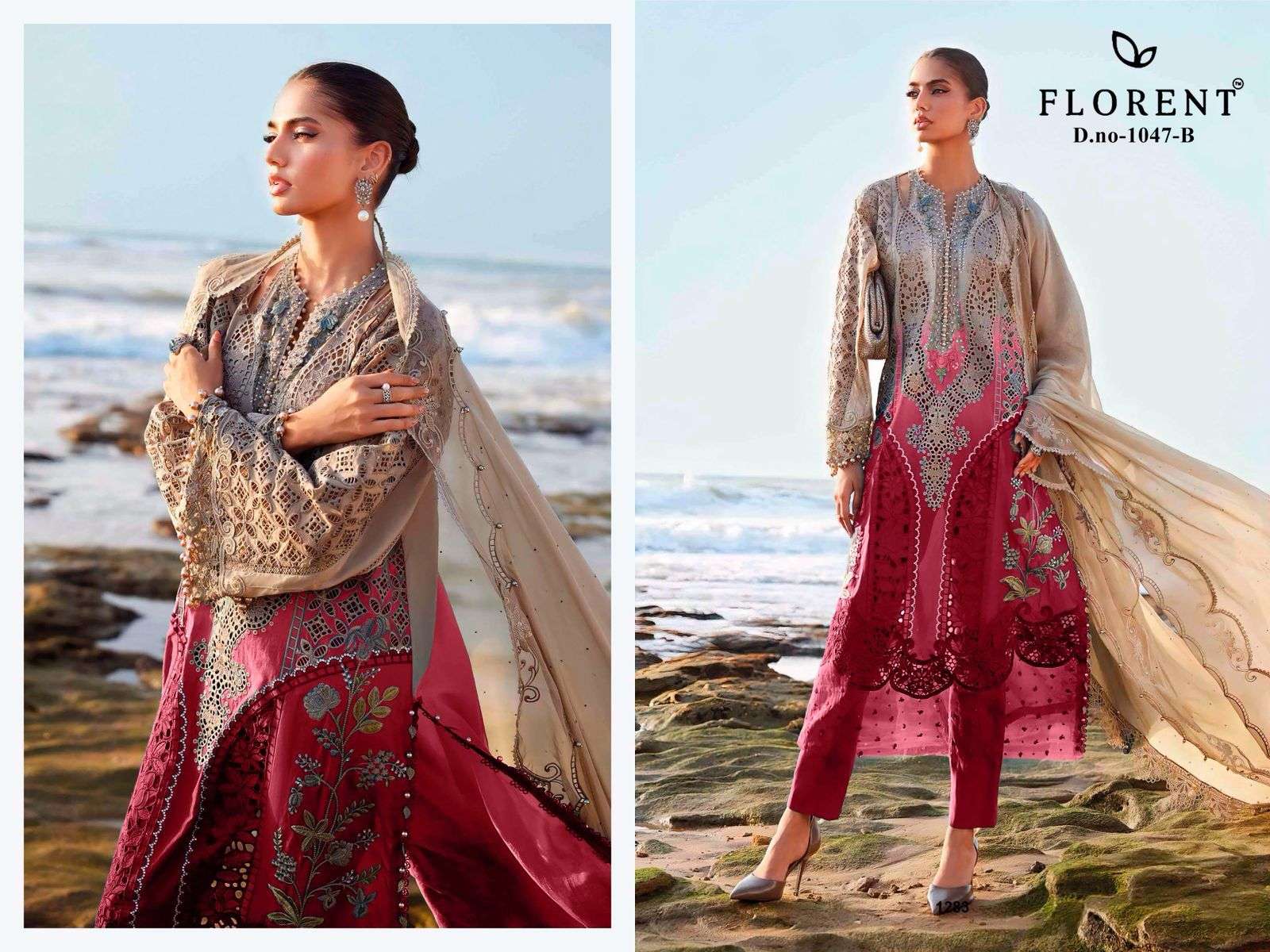 FLORENT 1047 A TO D SERIES PURE COTTON EMBROIDERY PAKISTANI DRESSES-00062