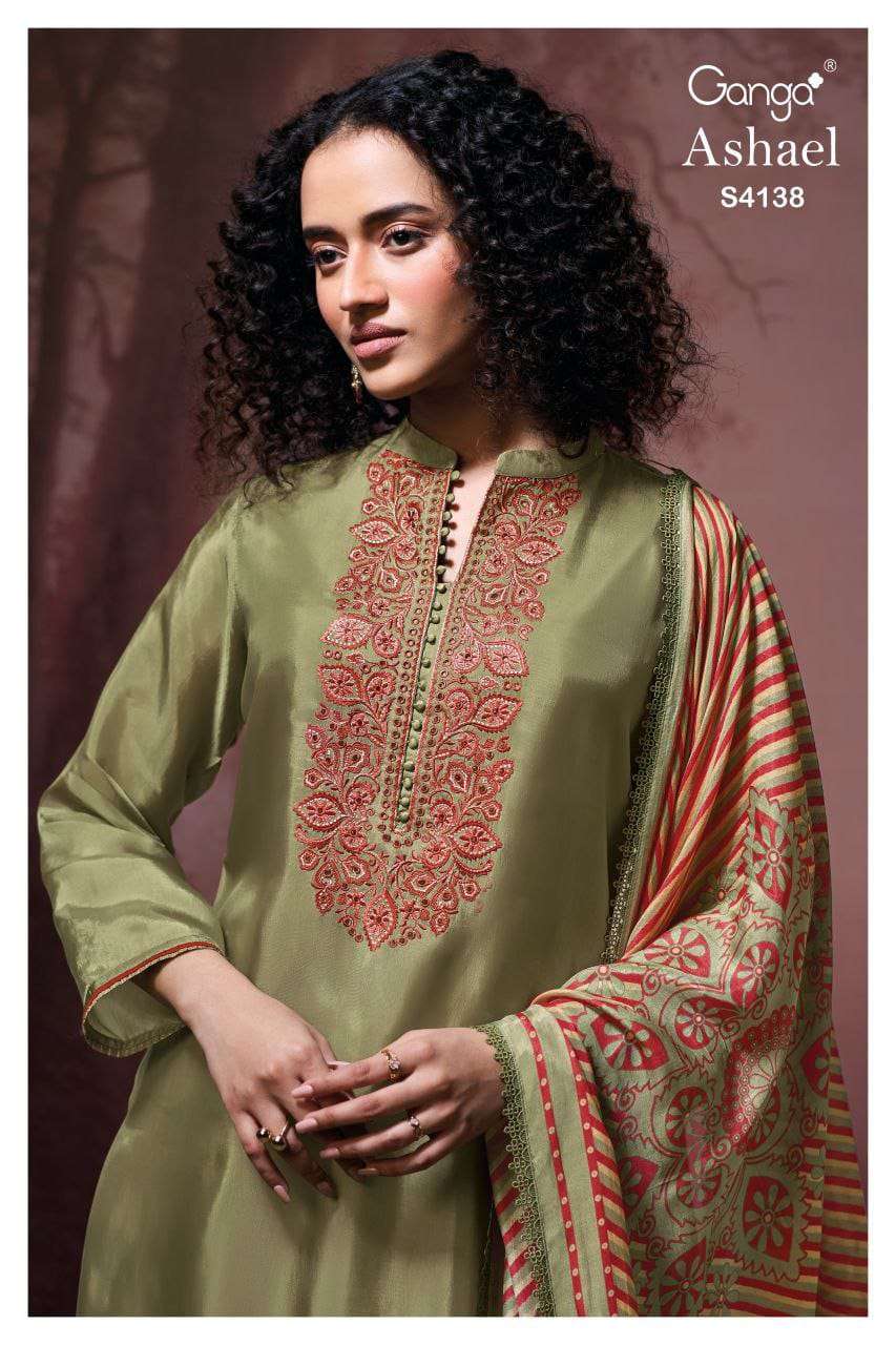 GANGA FASHION ASHAEL S-4138 PURE BEMBERG EMBROIDERY DRESSES-00252