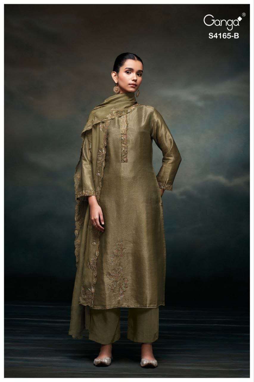 GANGA FASHION KYANA S4165-A TO S4165-D SERIES PURE SILK EMBROIDERY PAKISTANI DRESSES-00252