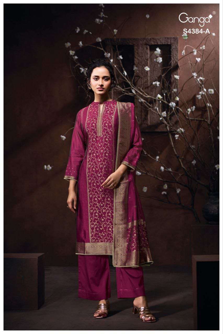GANGA FASHION OSHEA S4384-A TO S4384-D SERIES PURE VISCOSE WOVEN DRESSES-00252