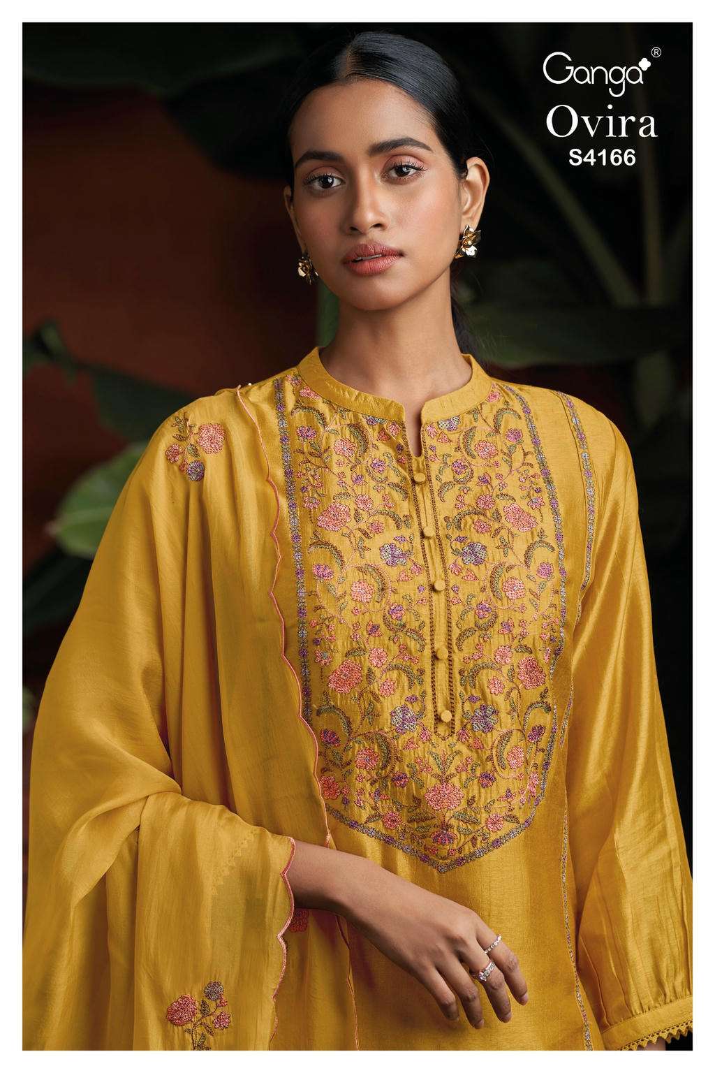 GANGA FASHION OVIRA PURE ORGANZA SILK EMBROIDERY DRESSES-000402