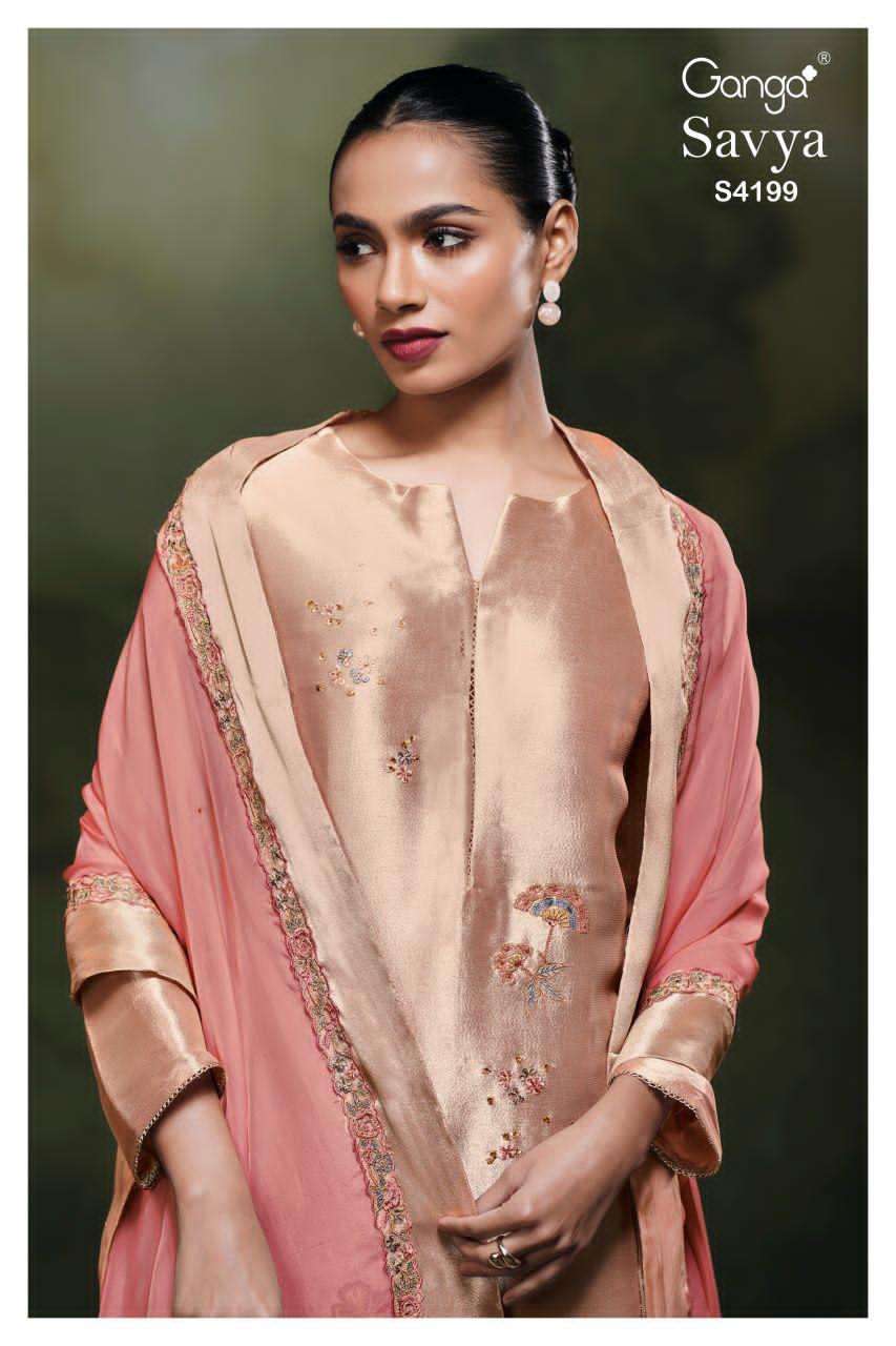 GANGA FASHION SAVYA PURE SILK JACQUARD EMBROIDERY DRESSES -00402