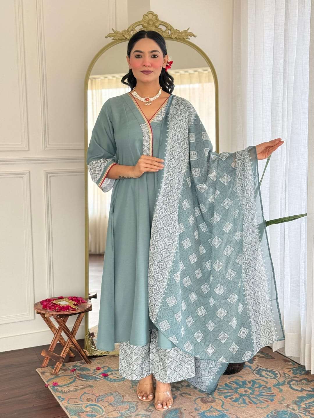 GARIMA BY ASLIWHOLESALE DESIGNER PURE VISCOSE EMBROIDERY DRESSES-00264