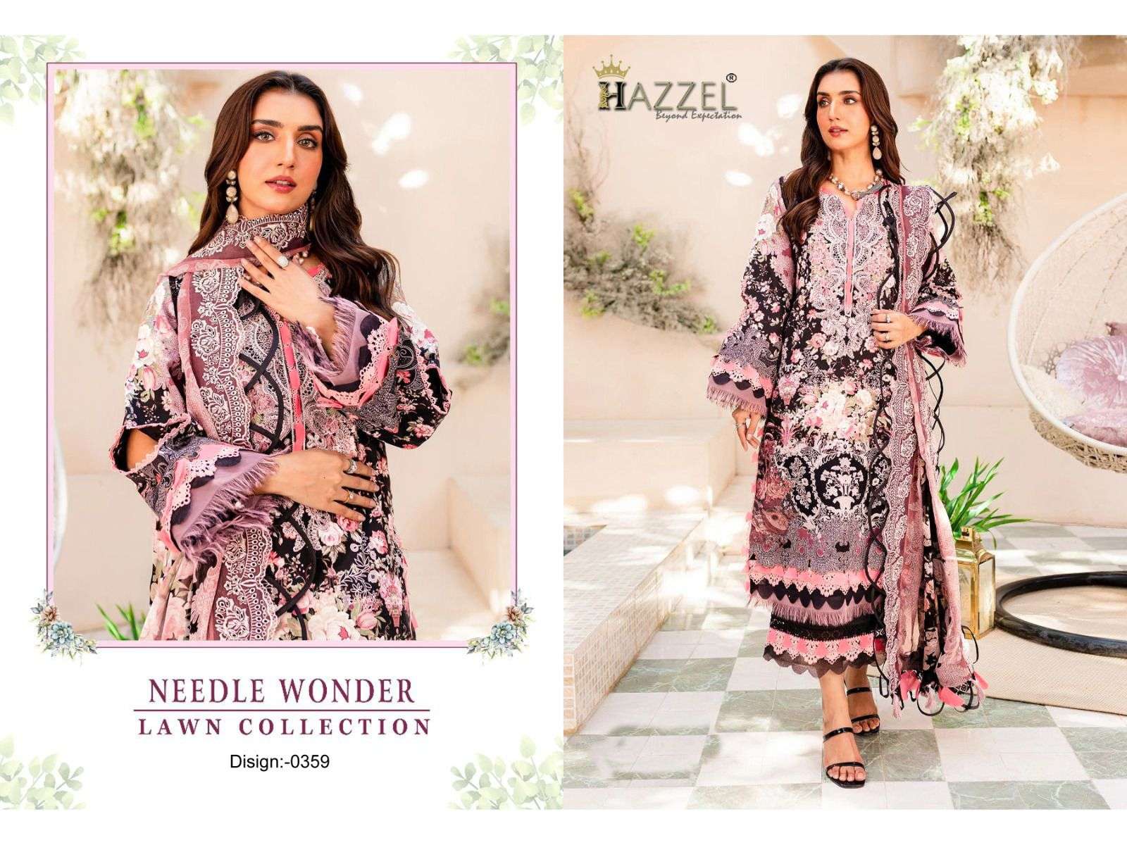 HAZZEL 359 PURE COTTON PRINTED EMBROIDERY PAKISTANI DRESS-00071