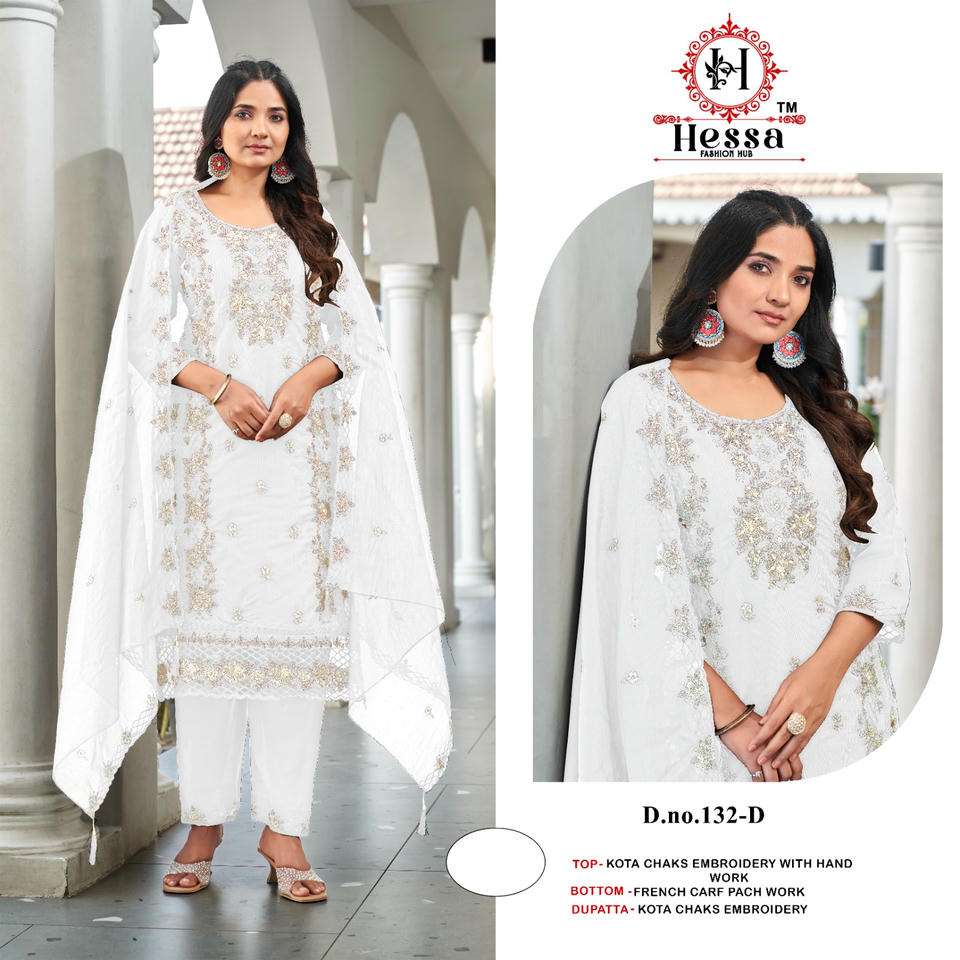 HESSA 132 A TO D SERIES PURE SILK EMBROIDERY PAKISTANI DRESSES-00310