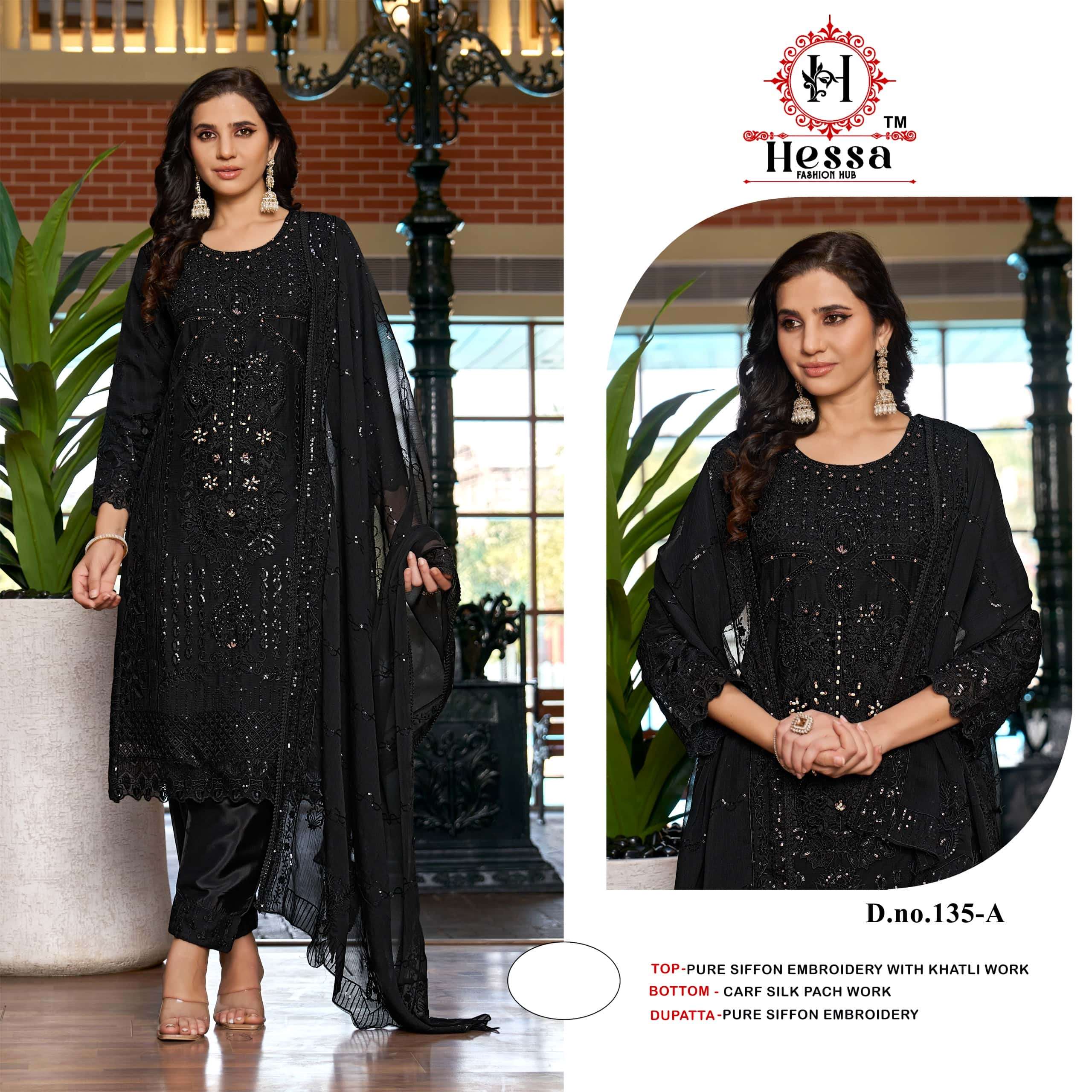HESSA 135 COLOUR PURE CHIFFON EMBROIDERY PAKISTANI DRESSES-00310