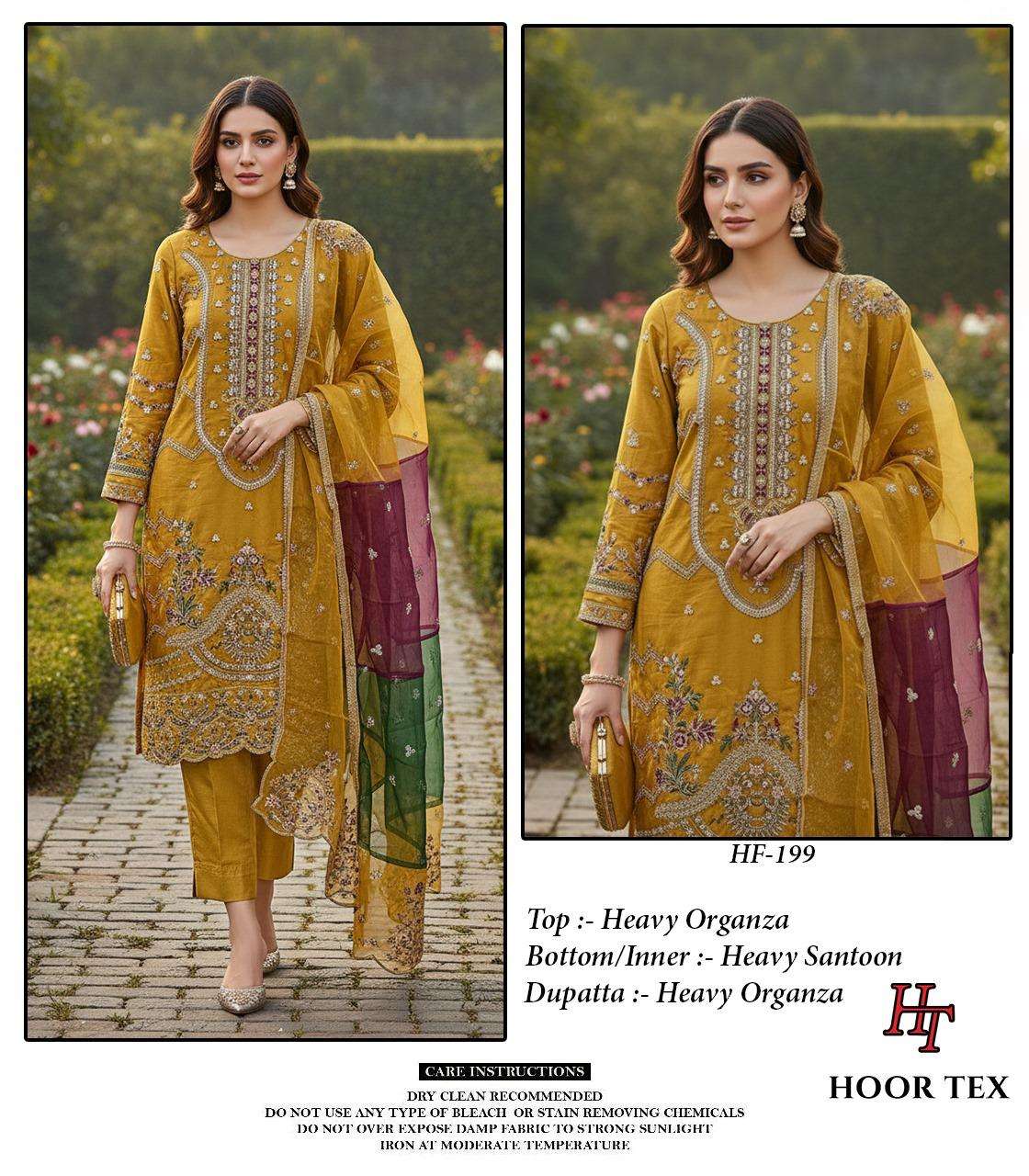 HOOR TEX HF-199 PURE ORGANZA EMBROIDERY PAKISTANI DRESSES-00020