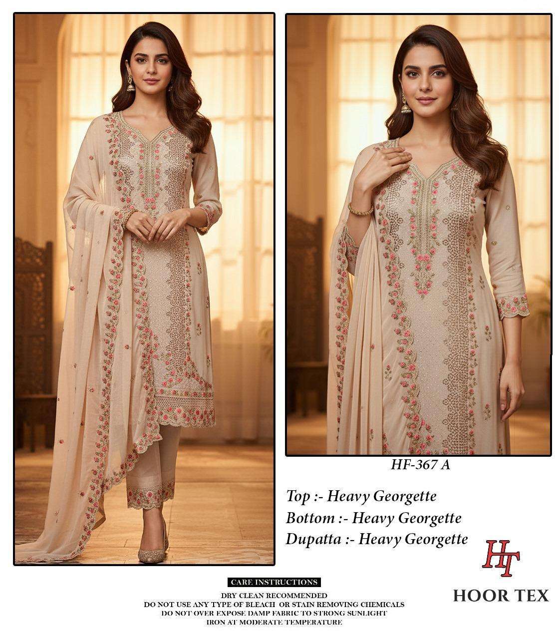 HOOR TEX HF-367 A TO D SERIES PURE GEORGETTE EMBROIDERY PAKISTANI DRESSES-00020