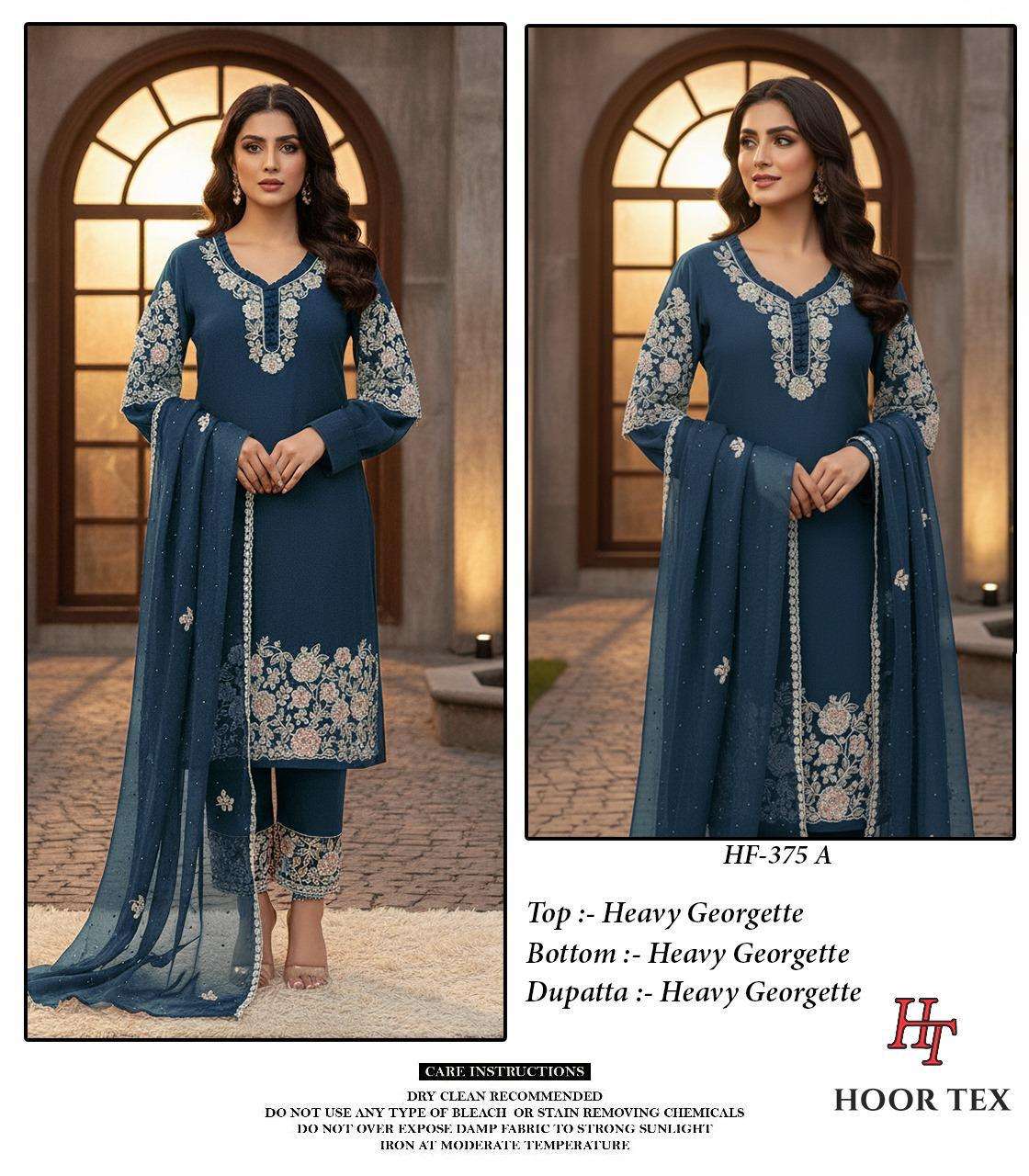 HOOR TEX HF-375 A TO D SERIES PURE GEORGETTE EMBROIDERY PAKISTANI DRESSES-00020