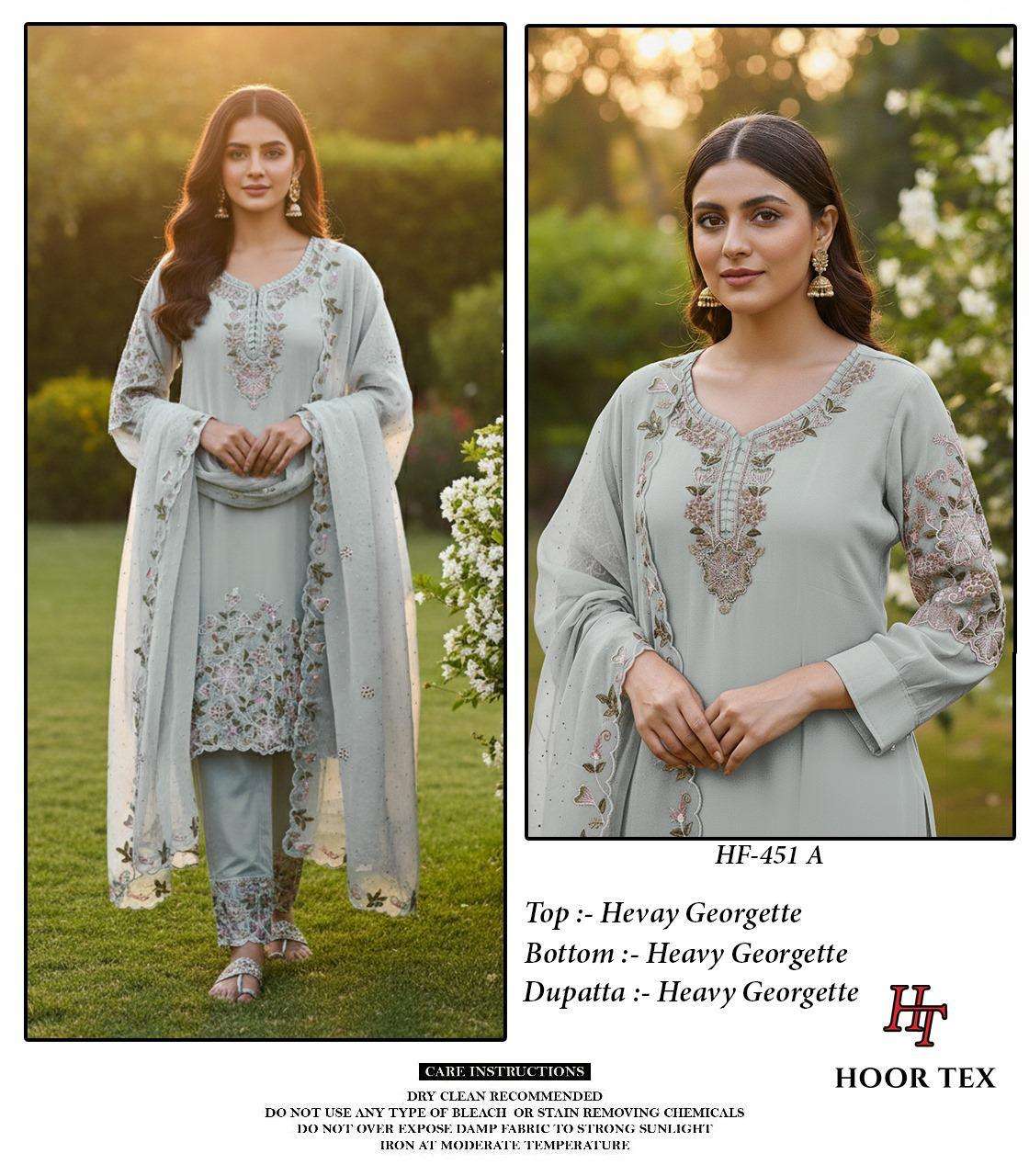 HOOR TEX HF-451 A TO D SERIES PURE GEORGETTE EMBROIDERY PAKISTANI DRESSES-00020