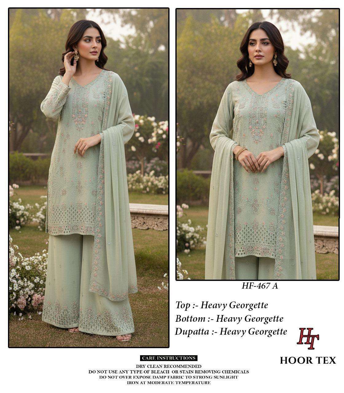 HOOR TEX HF-467 A TO D SERIES PURE GEORGETTE EMBROIDERY PAKISTANI DRESSES-00020