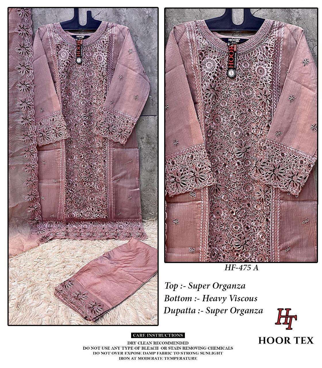 HOOR TEX HF-475 A TO D SERIES PURE ORGANZA EMBROIDERY PAKISTANI DRESSES-00020