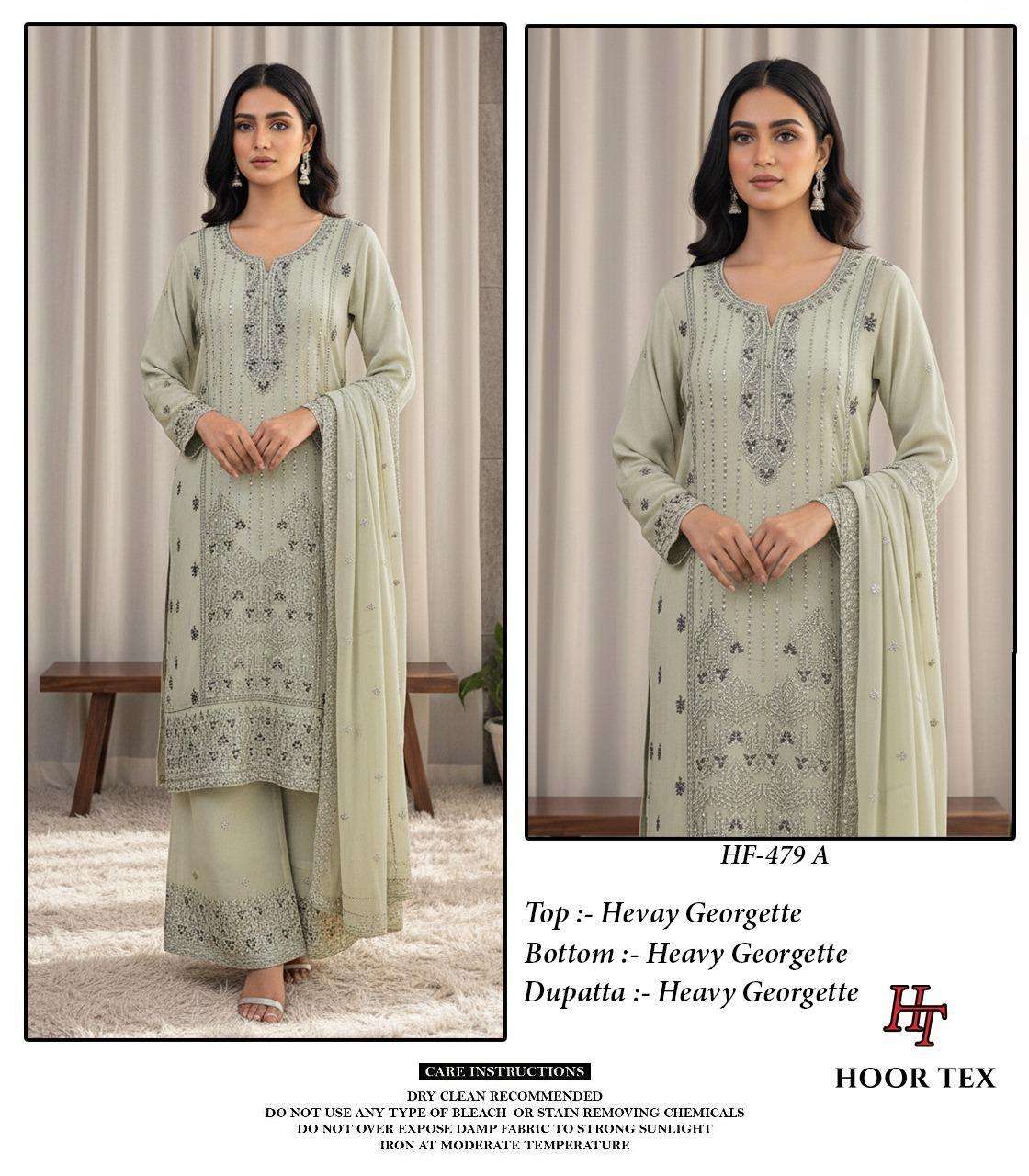HOOR TEX HF-479 A TO D SERIES PURE GEORGETTE EMBROIDERY PAKISTANI DRESSES-00020