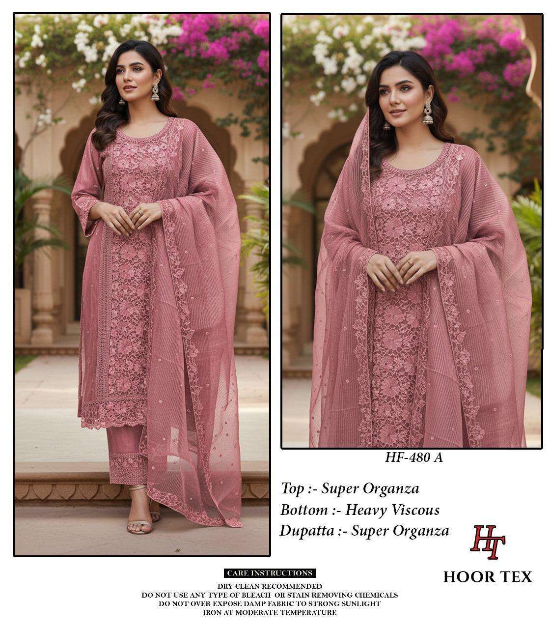 HOOR TEX HF-480 A TO D SERIES PURE ORGANZA EMBROIDERY PAKISTANI DRESSES-00020