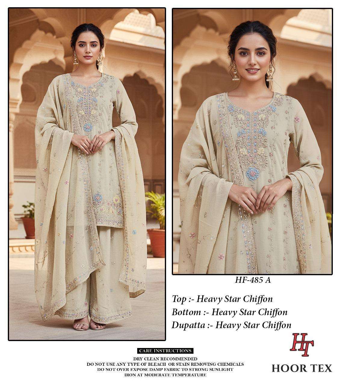 HOOR TEX HF-485 A TO D SERIES PURE CHIFFON EMBROIDERY PAKISTANI DRESSES-00020