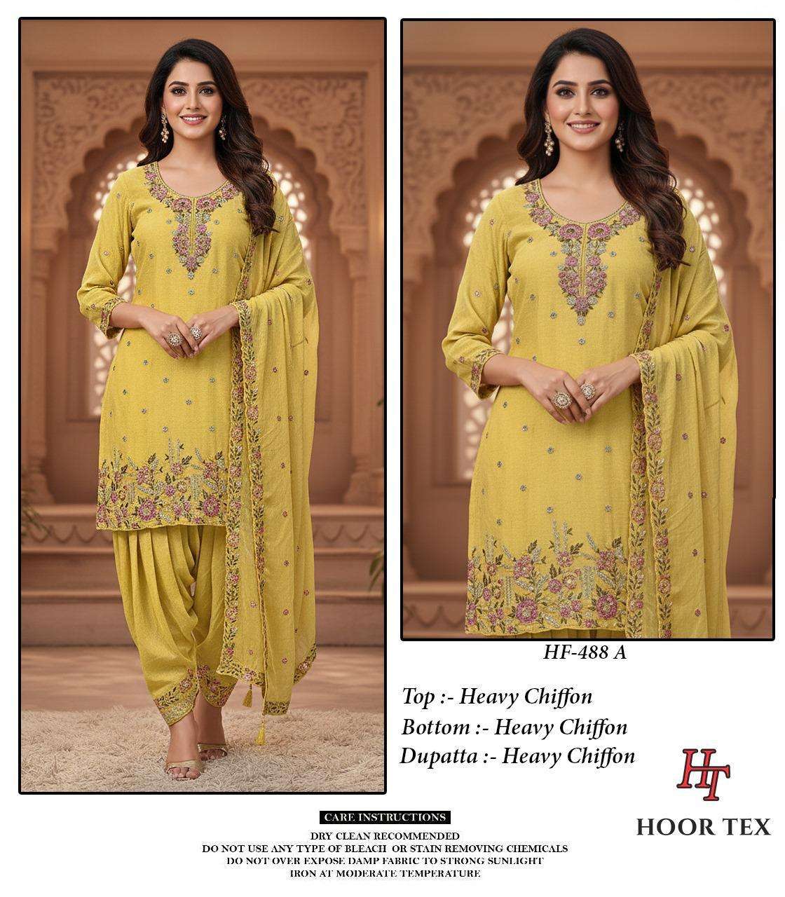 HOOR TEX HF-488 A TO D SERIES PURE CHIFFON EMBROIDERY PAKISTANI DRESSES-00020
