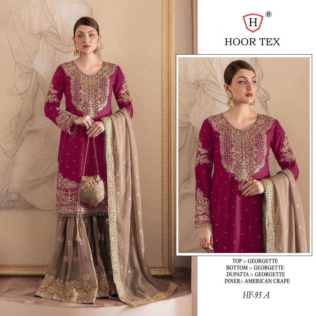 HOOR TEX HF-95 A TO E SERIES PURE FAUX GEORGETTE EMBROIODERY DRESSES-00020