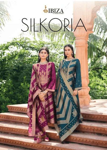 IBIZA SILKORIA 10551 TO 10554 SERIES PURE BANGLORI SILK EBROIDERY PAKISTANI DRESSES-00028