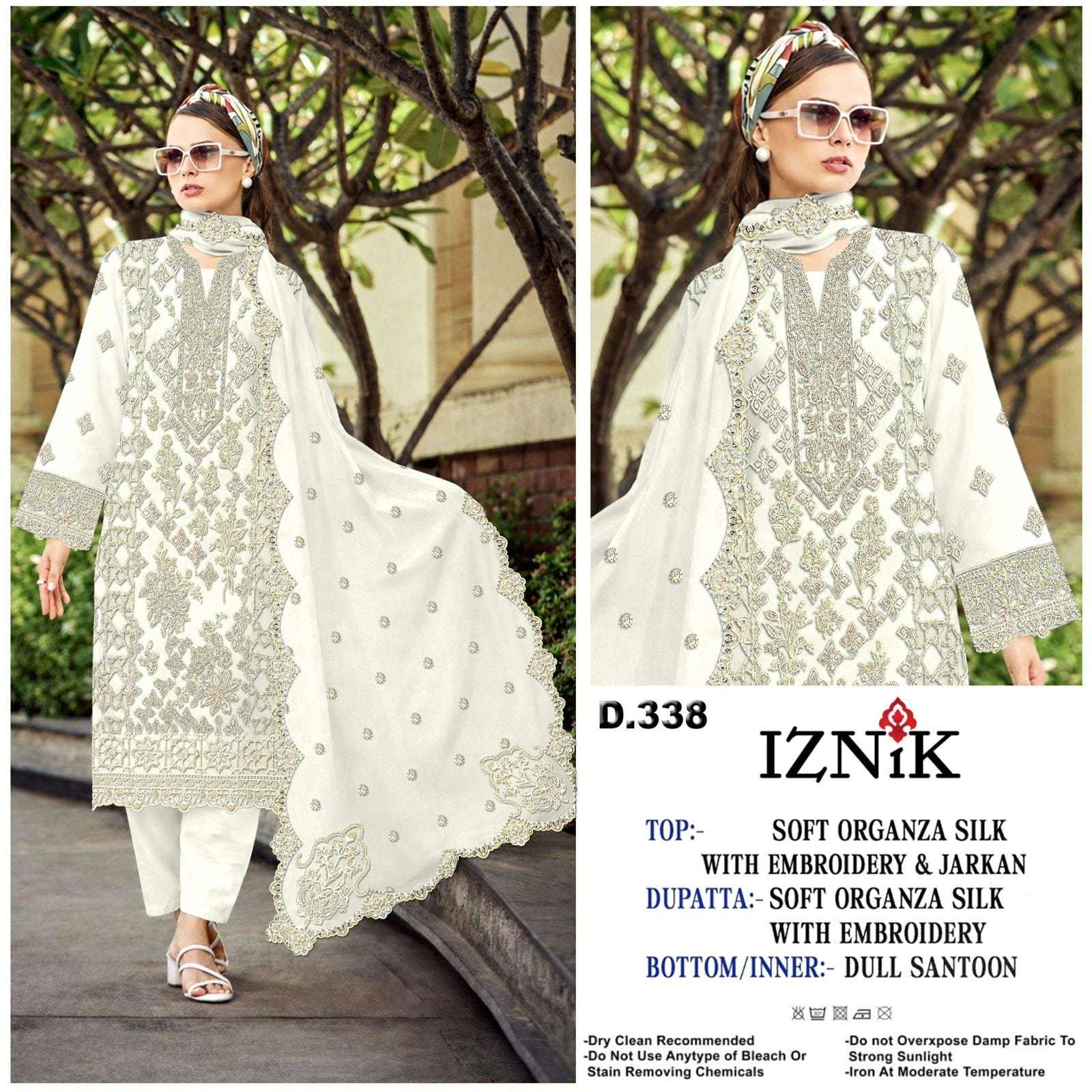 IZNIK FAB A-338 A TO D SERIES PURE ORGANZA EMBROIDERY PAKISTANI DRESSES-00201