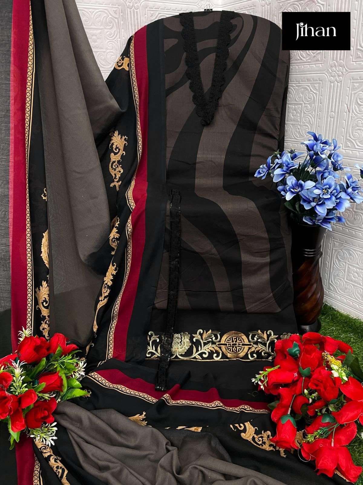 JIHAN 3425 TO 3427 SEIRES PURE COTTON PRINTED EMBROIDERY PAKISTANI DRESSES-00062
