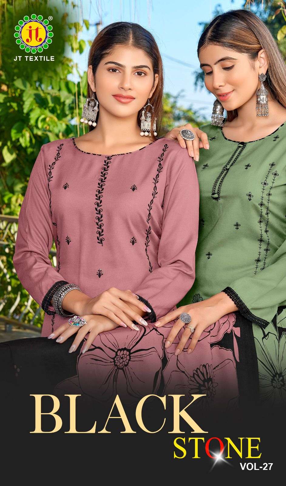JT TEXTILE BLACK STONE VOL-27 27001 TO 27005 SERIES PURE RAYON EMBROIDERY PAKISTANI DRESSES-00201