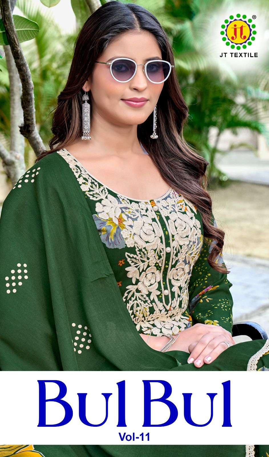 JT TEXTILE BUL BUL VOL-11 11001 TO 11005 SERIES  PURE RAYON EMBROIDERY PAKISTANI DRESSES-00201