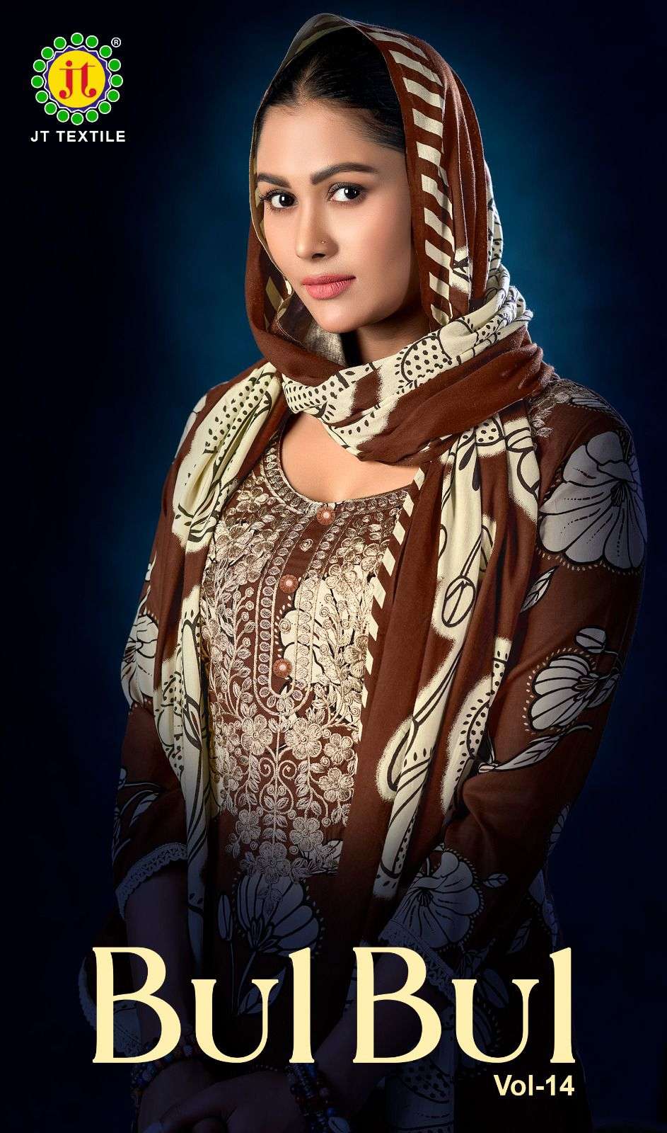 JT TEXTILE BUL BUL VOL-14 14001 TO 14005 SRIES PURE RAYON EMBROIDERY PAKISTANI DRESSES-00201