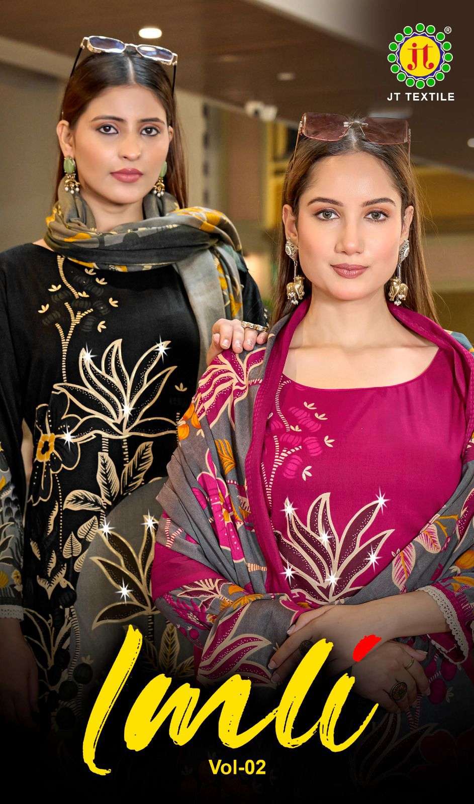 JT TEXTILE IMLI VOL-02 2001 TO 2005 SERIES PURE RAYON EMBROIDERY PRINTED PAKISTANI DRESSES-00062