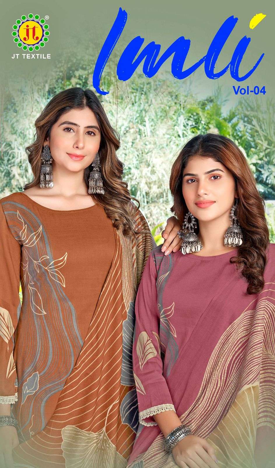 JT TEXTILE IMLI VOL-04 4001 TO 4005 SERIES PURE RAYON EMBROIDERY PAKISTANI DRESSES-00201