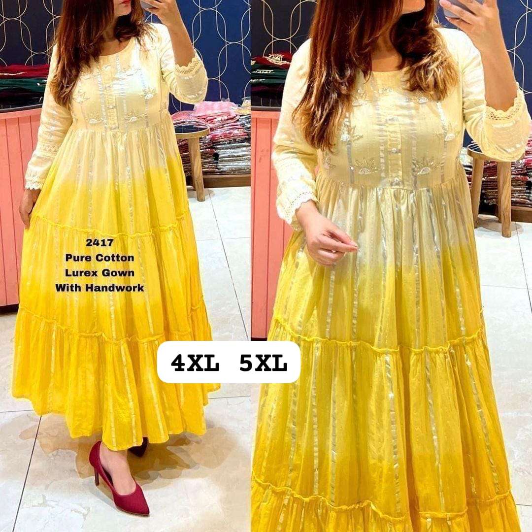 JYOTI VOL-364 BY ASLIWHOLESALE DESIGNER PURE COTTON EMBROIDERY GOWNS-00233