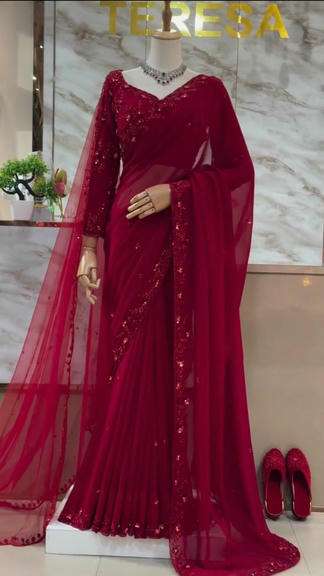 617 HIT COLOUR BY ASLIWHOLESALE DESIGNER PURE FAUX GEORGETTE SAREES-00241